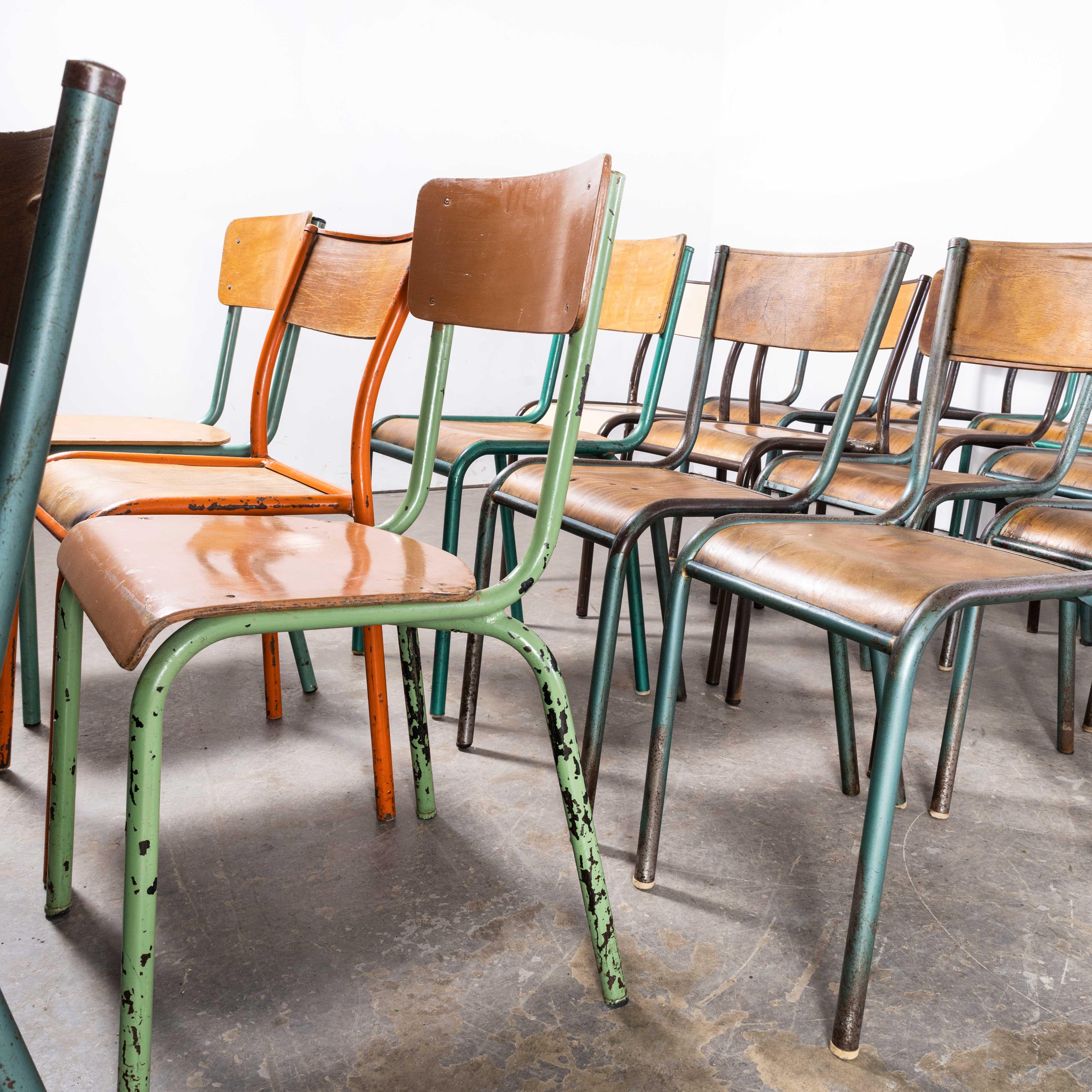 1950's Mixed Bundle Of French Stacking Dining Chairs - Set Of Twenty Five (2534) For Sale 4