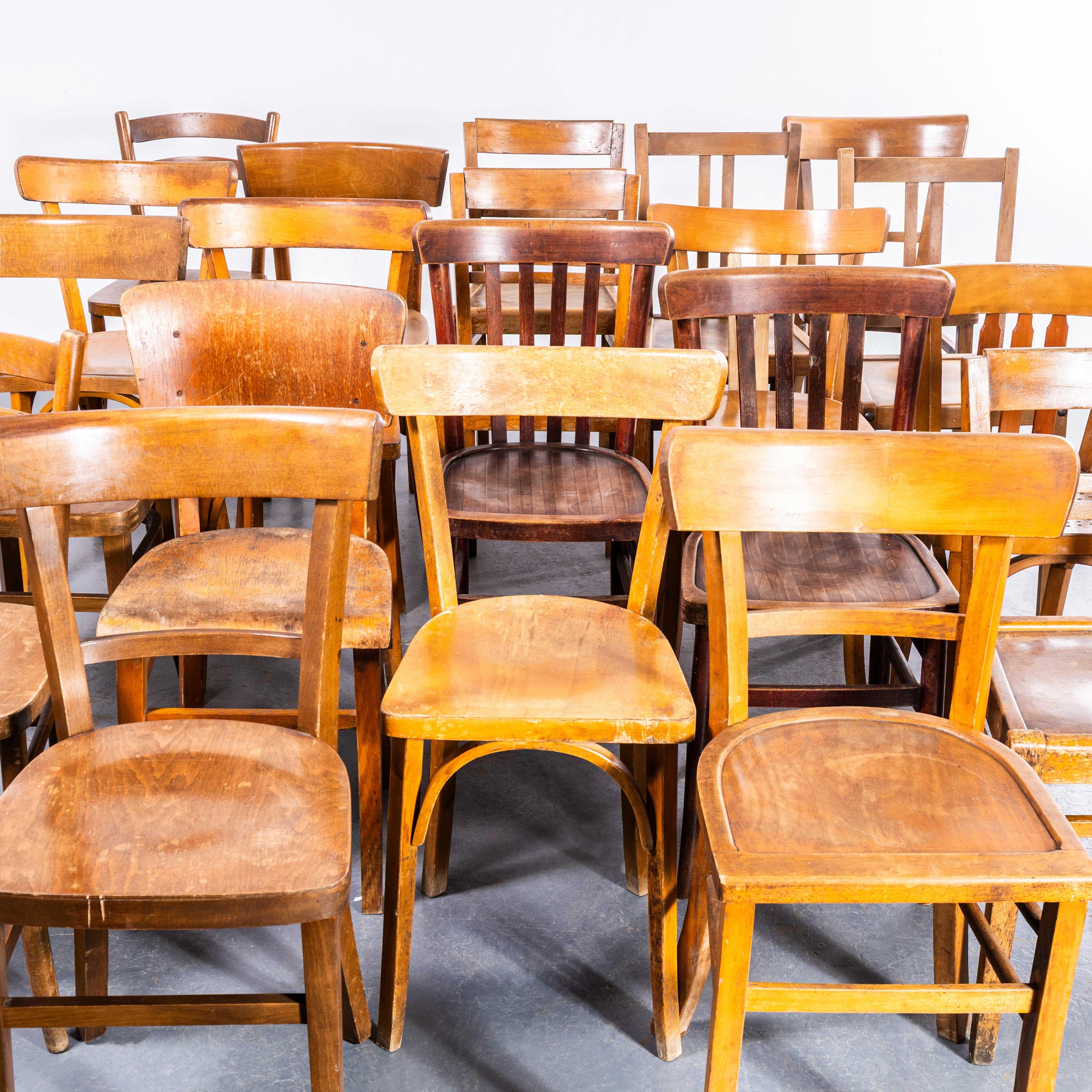 Mid-20th Century 1950's Mixed Harlequin Pub Set Of Original Bentwood Dining Chairs - Set Of Twent