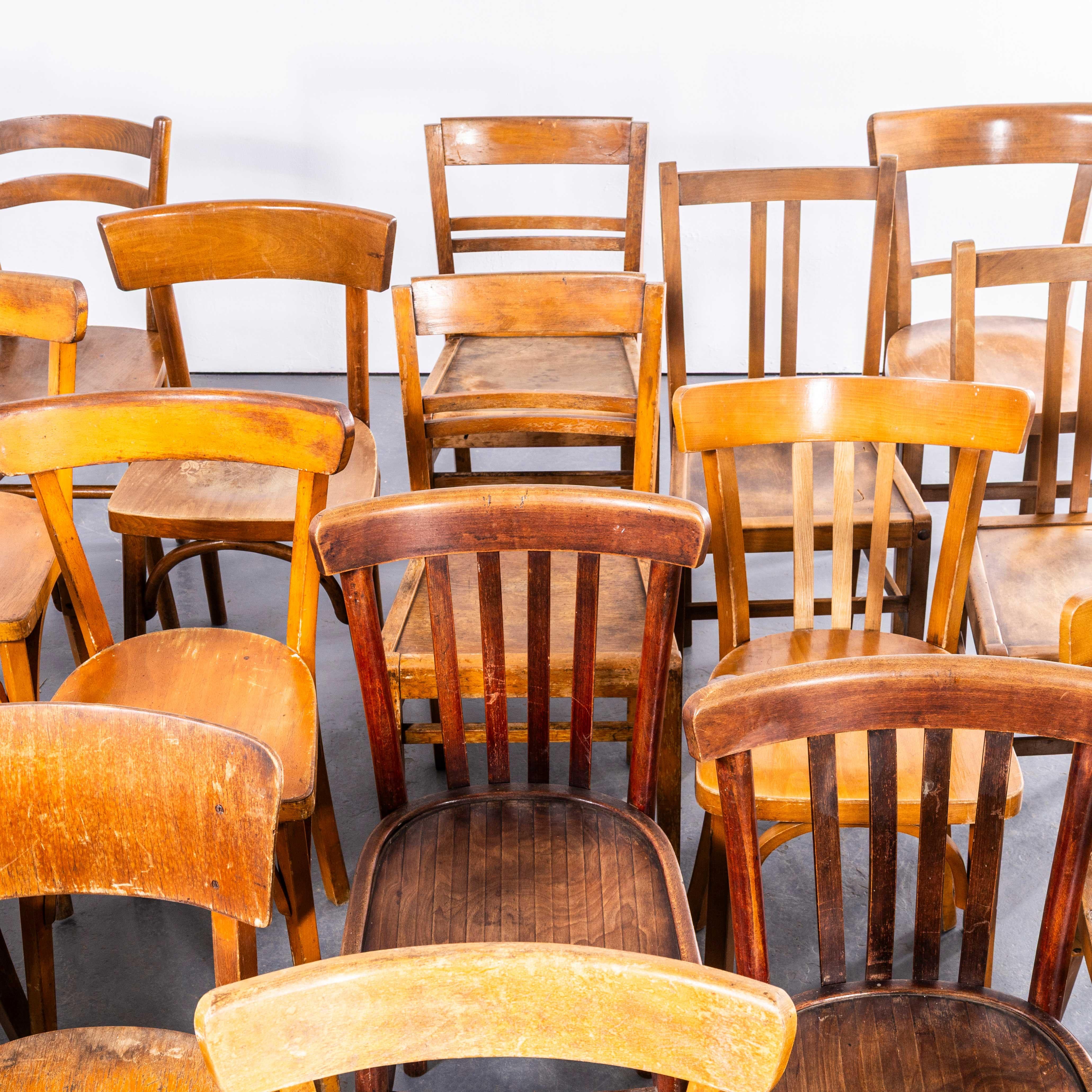 1950's Mixed Harlequin Pub Set Of Original Bentwood Dining Chairs - Set Of Twent 1
