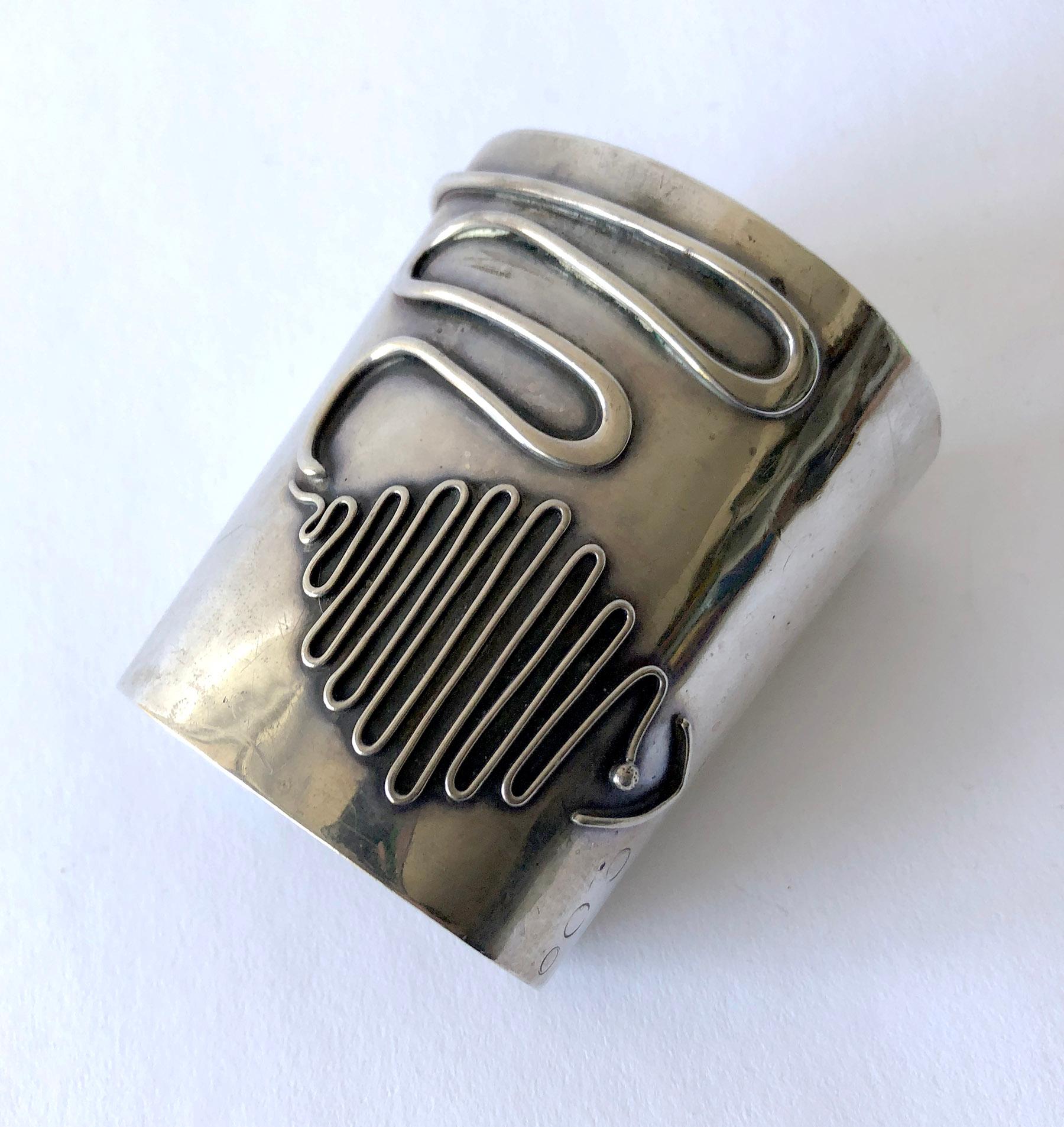 Important, one of a kind, large scale cuff bracelet by Miye Matsukata for Atelier Janiyé of Boston, Massachusetts.  Impressive in size, it measures 3.25