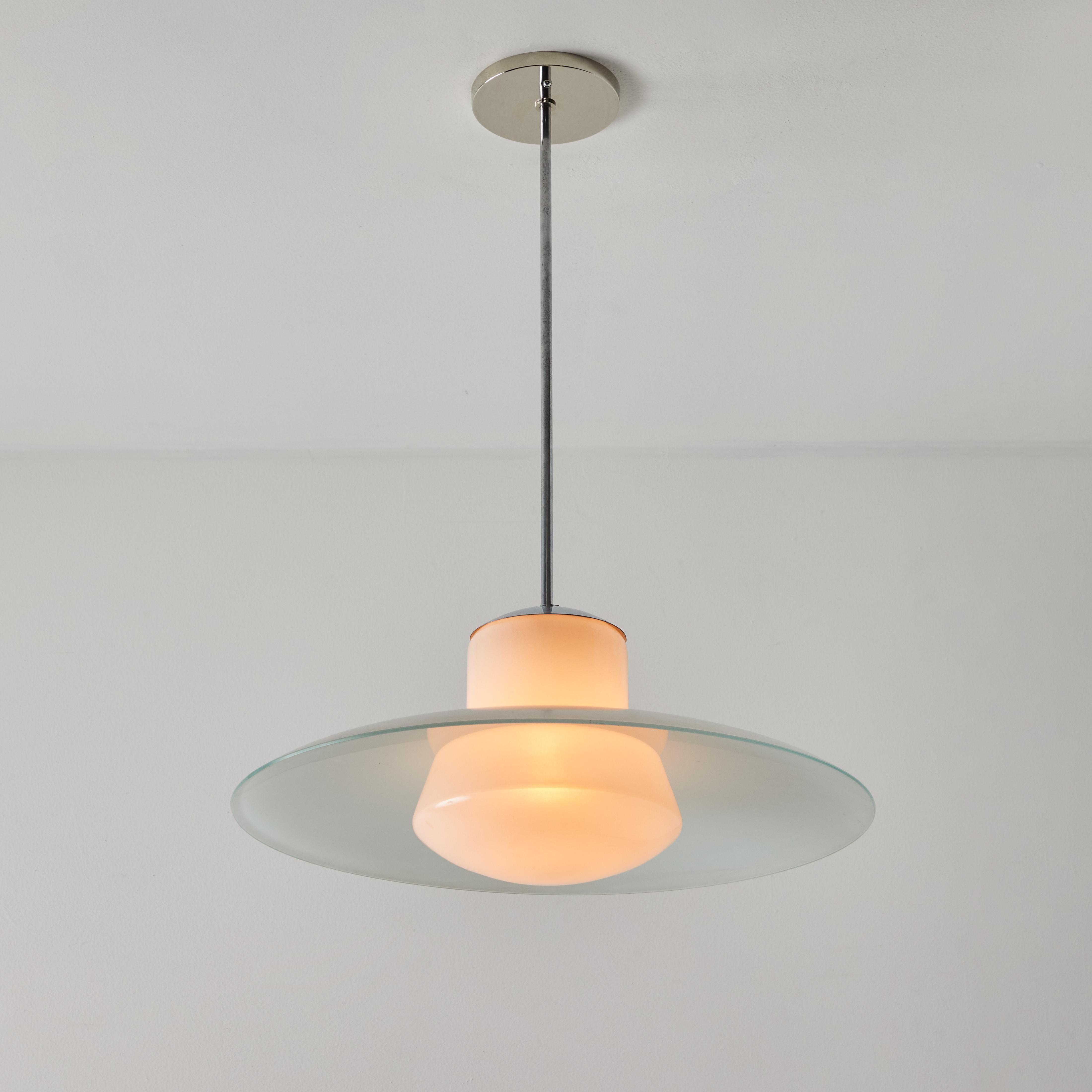 Mid-Century Modern 1950s Model #913/3522-55 Glass & Metal Ceiling Lamp By Wolfgang Tümpel for Doria For Sale