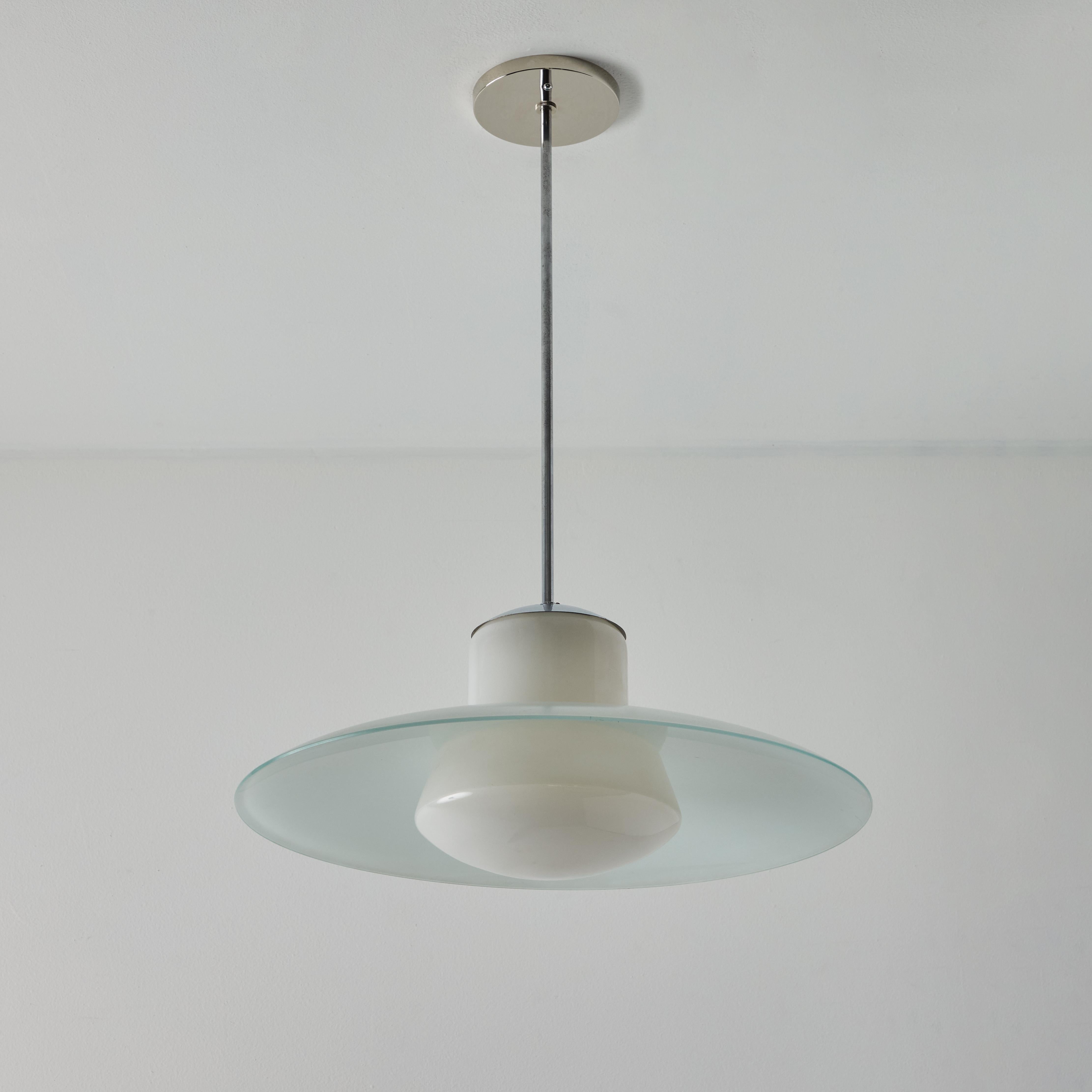 German 1950s Model #913/3522-55 Glass & Metal Ceiling Lamp By Wolfgang Tümpel for Doria For Sale
