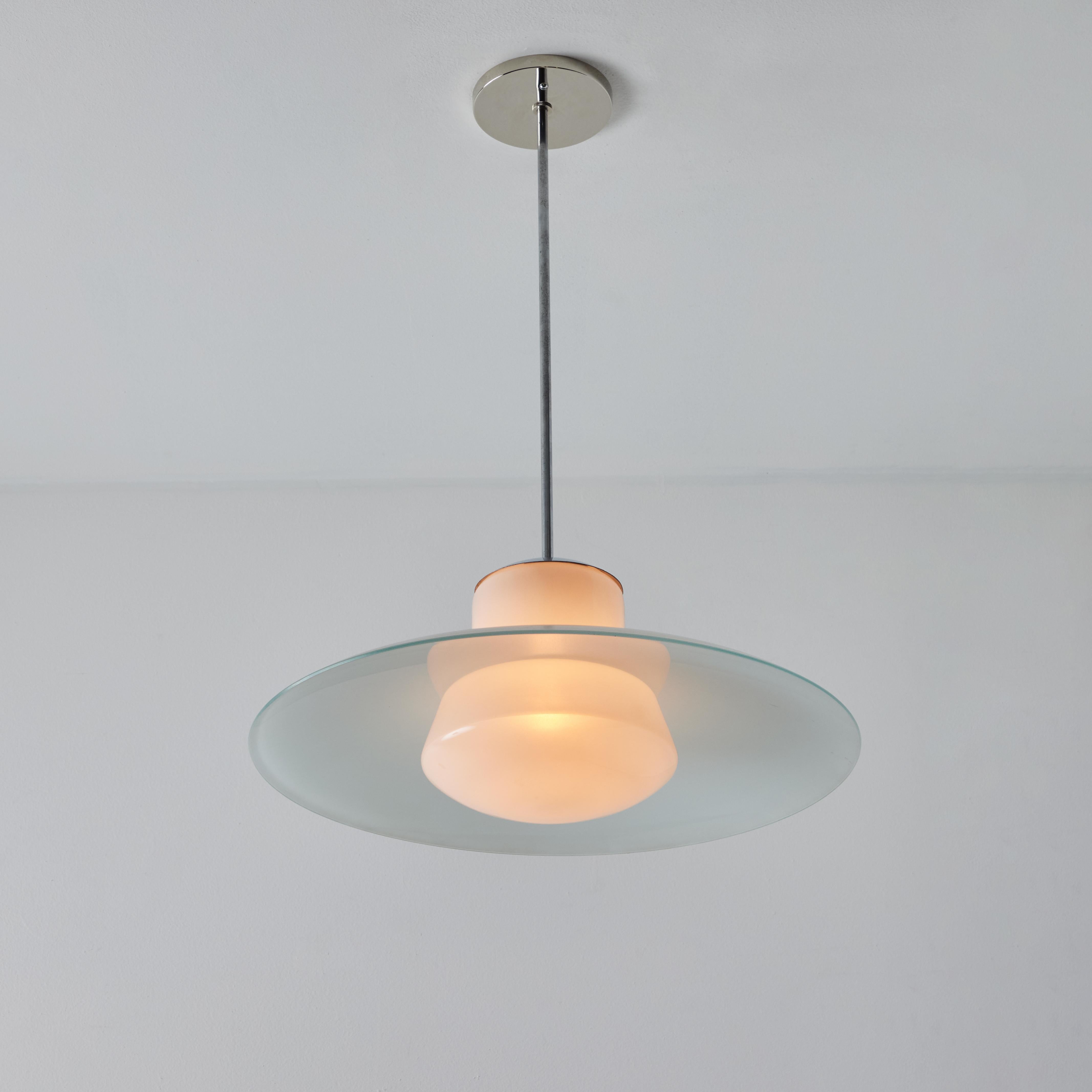 1950s Model #913/3522-55 Glass & Metal Ceiling Lamp By Wolfgang Tümpel for Doria In Good Condition For Sale In Glendale, CA