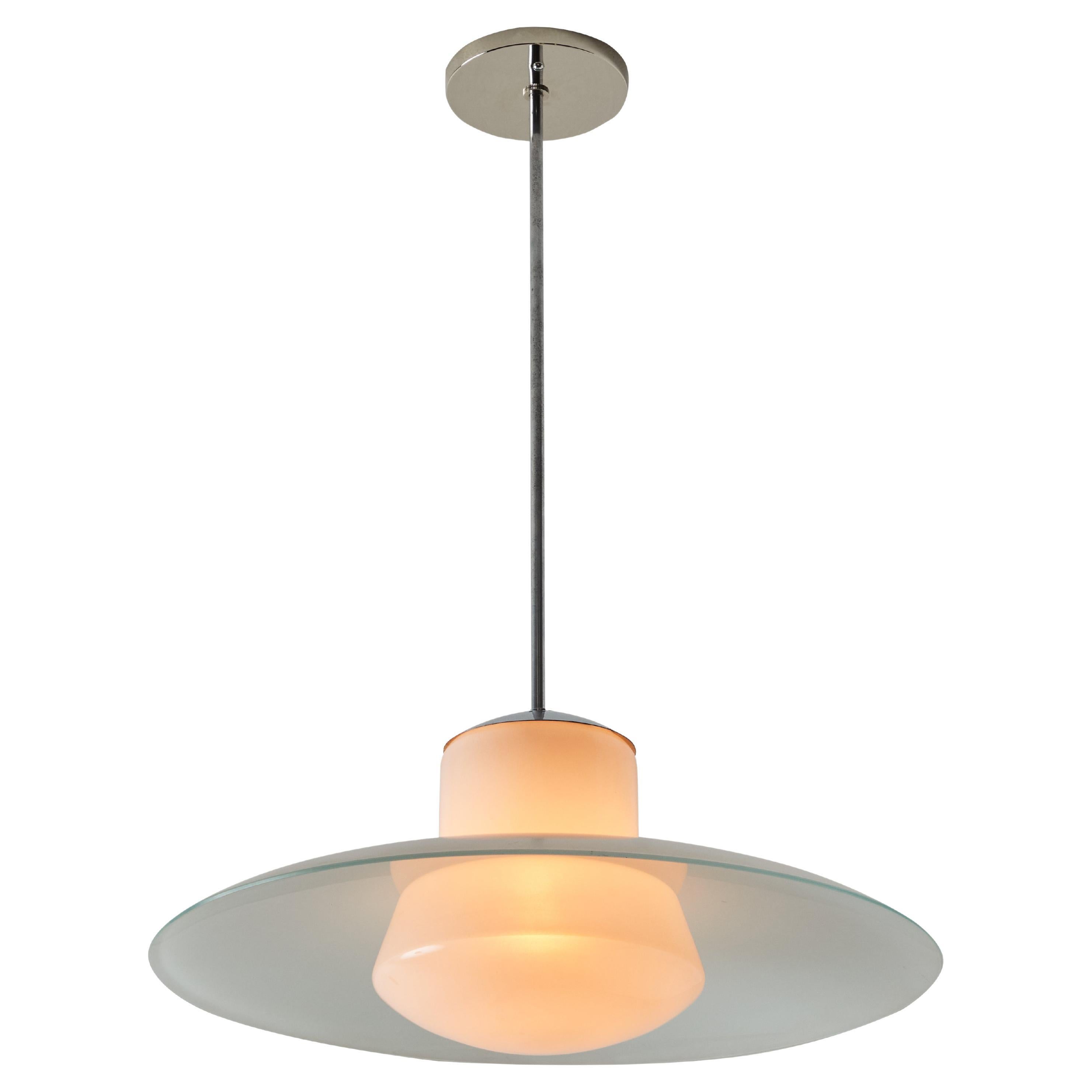 1950s Model #913/3522-55 Glass & Metal Ceiling Lamp By Wolfgang Tümpel for Doria