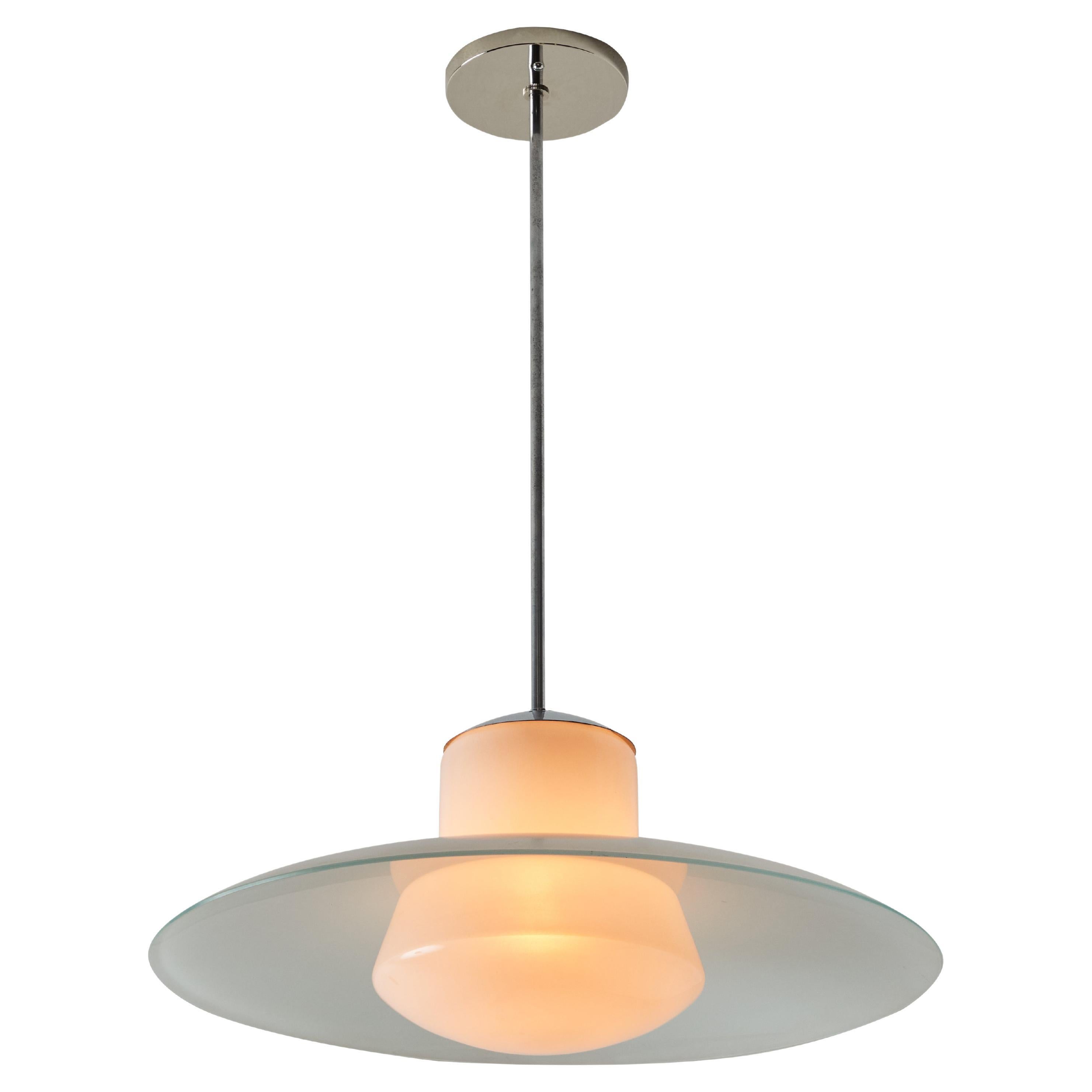 1950s Model #913/3522-55 Glass & Metal Ceiling Lamp By Wolfgang Tümpel for Doria For Sale