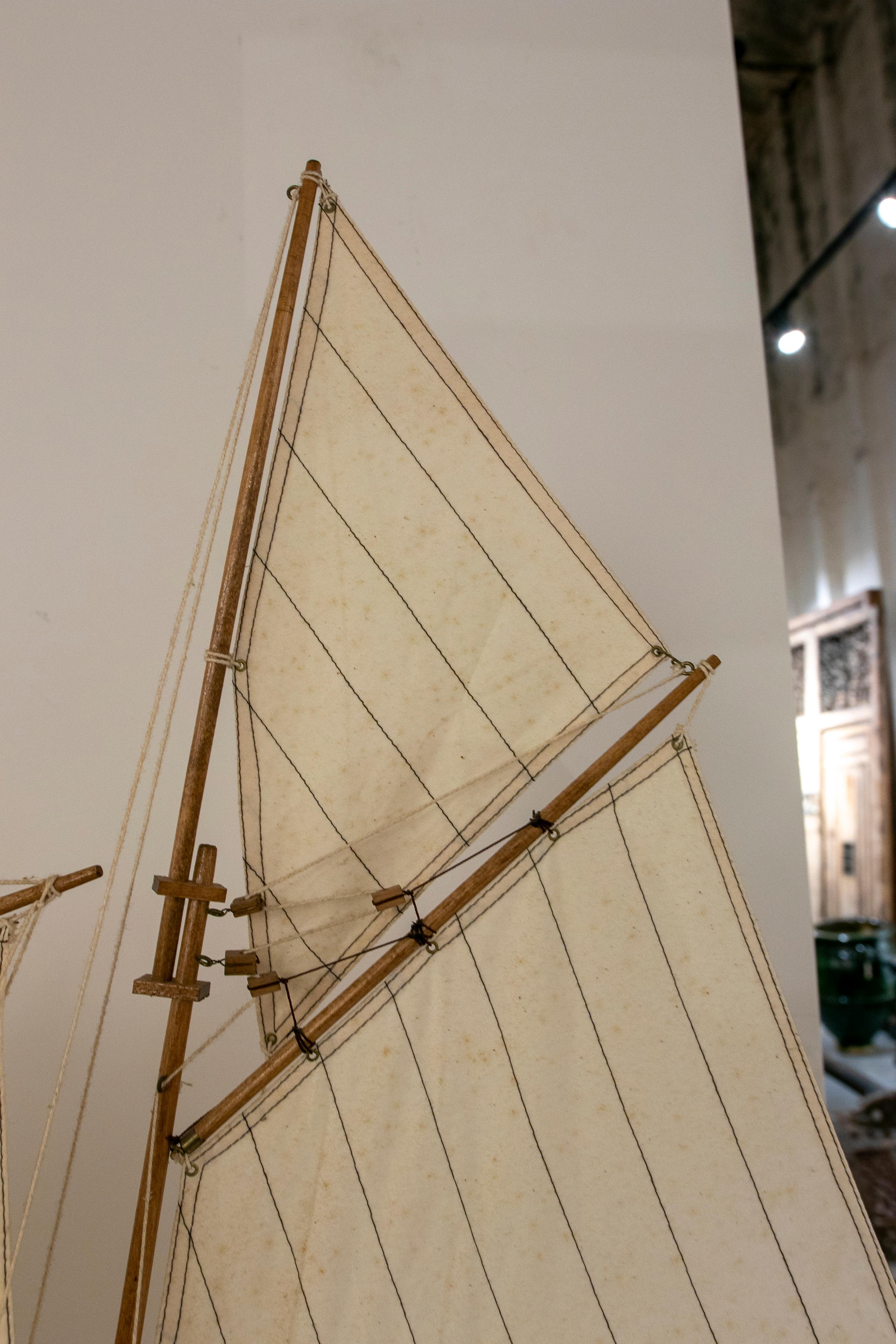 1950s Model of a Wooden Boat with Sails 4