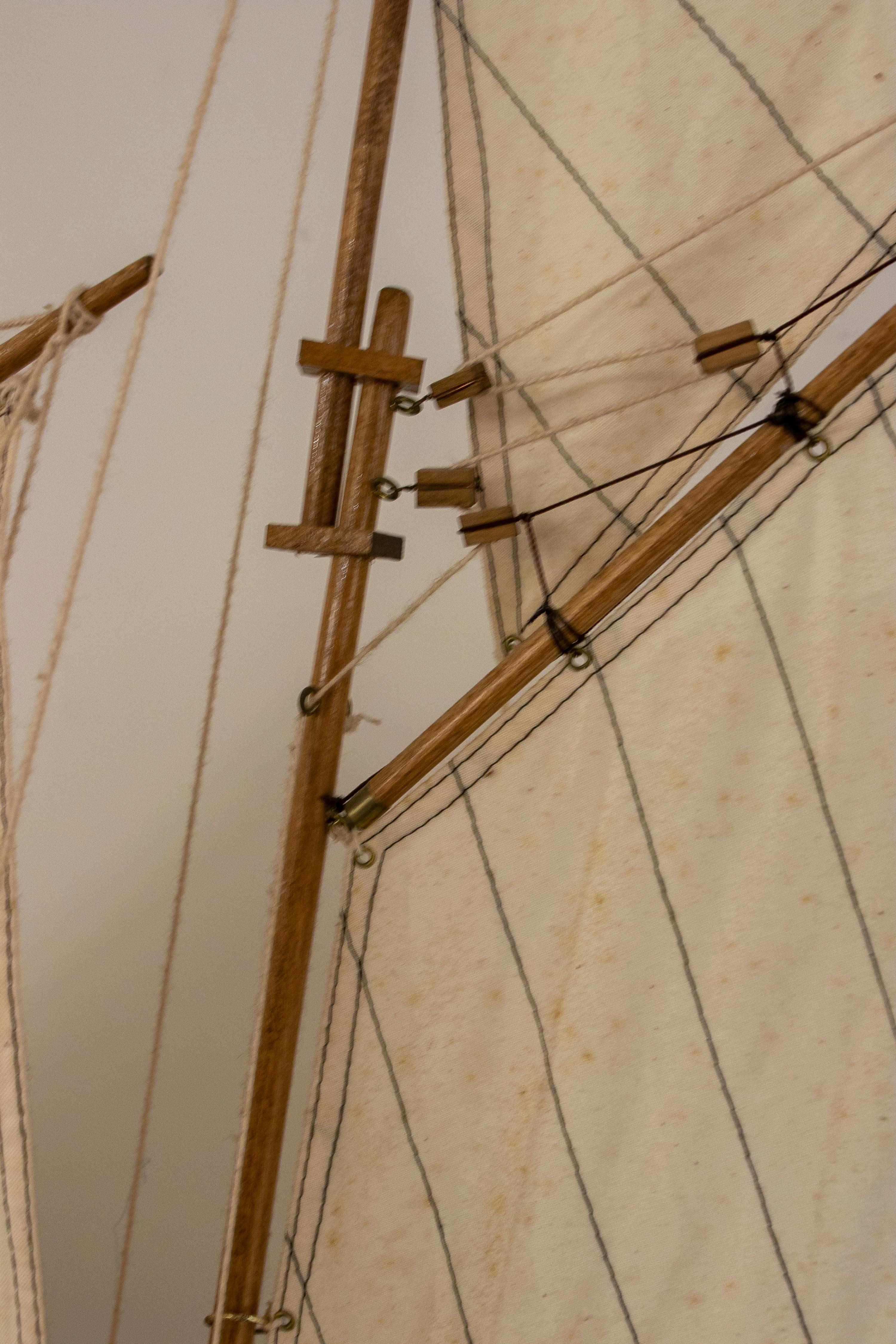 1950s Model of a Wooden Boat with Sails 5