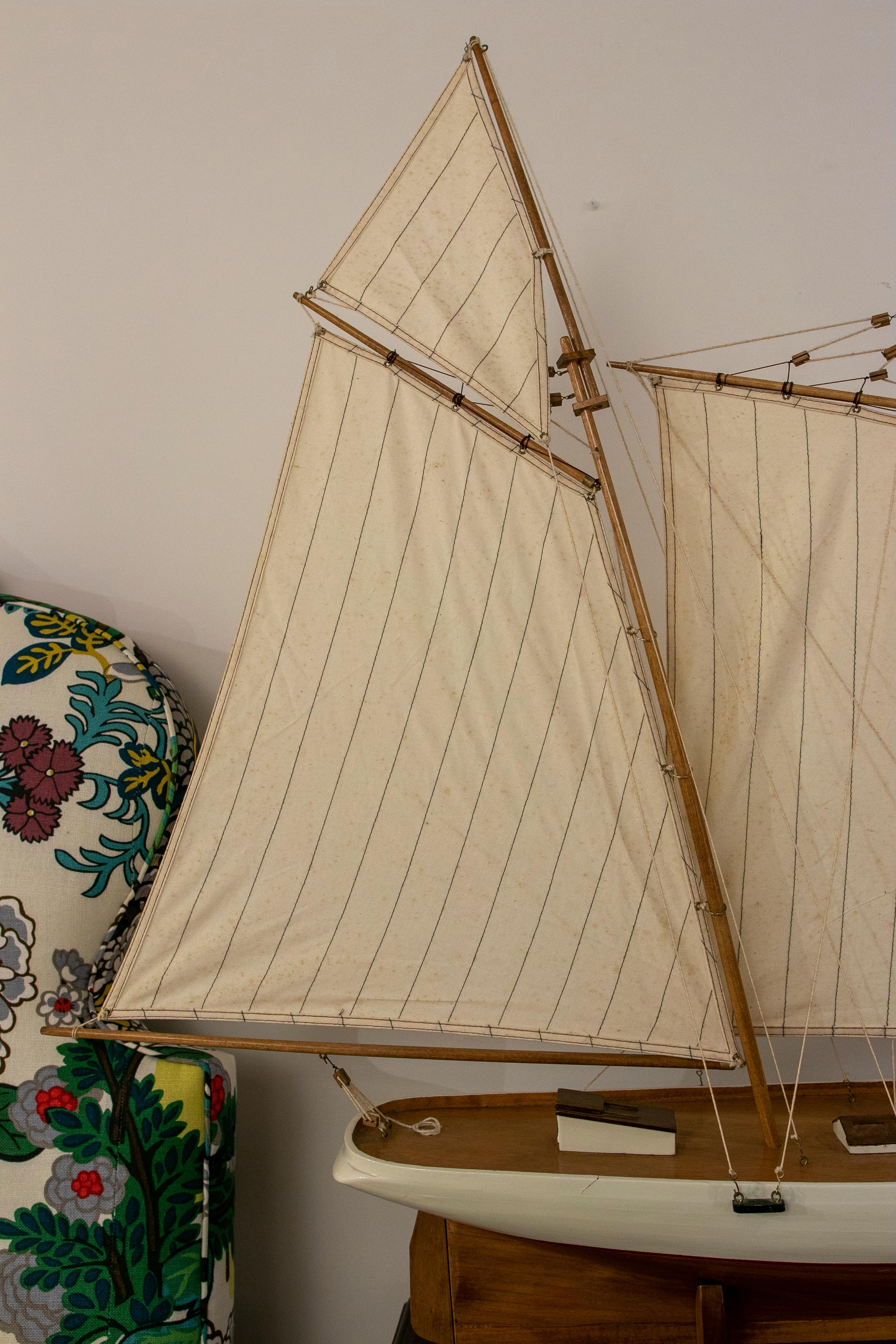 1950s Model of a Wooden Boat with Sails 6