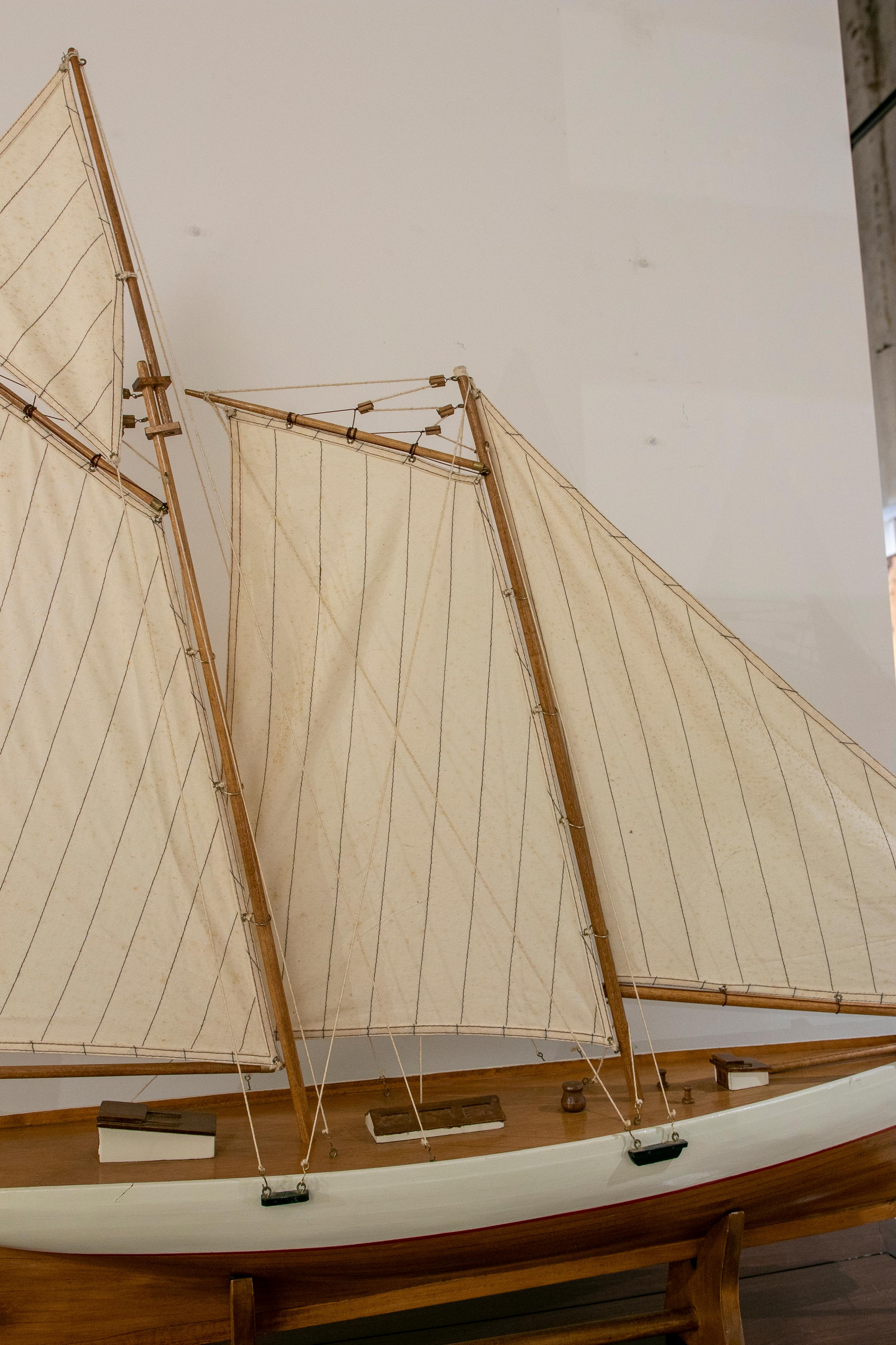 1950s Model of a Wooden Boat with Sails 7