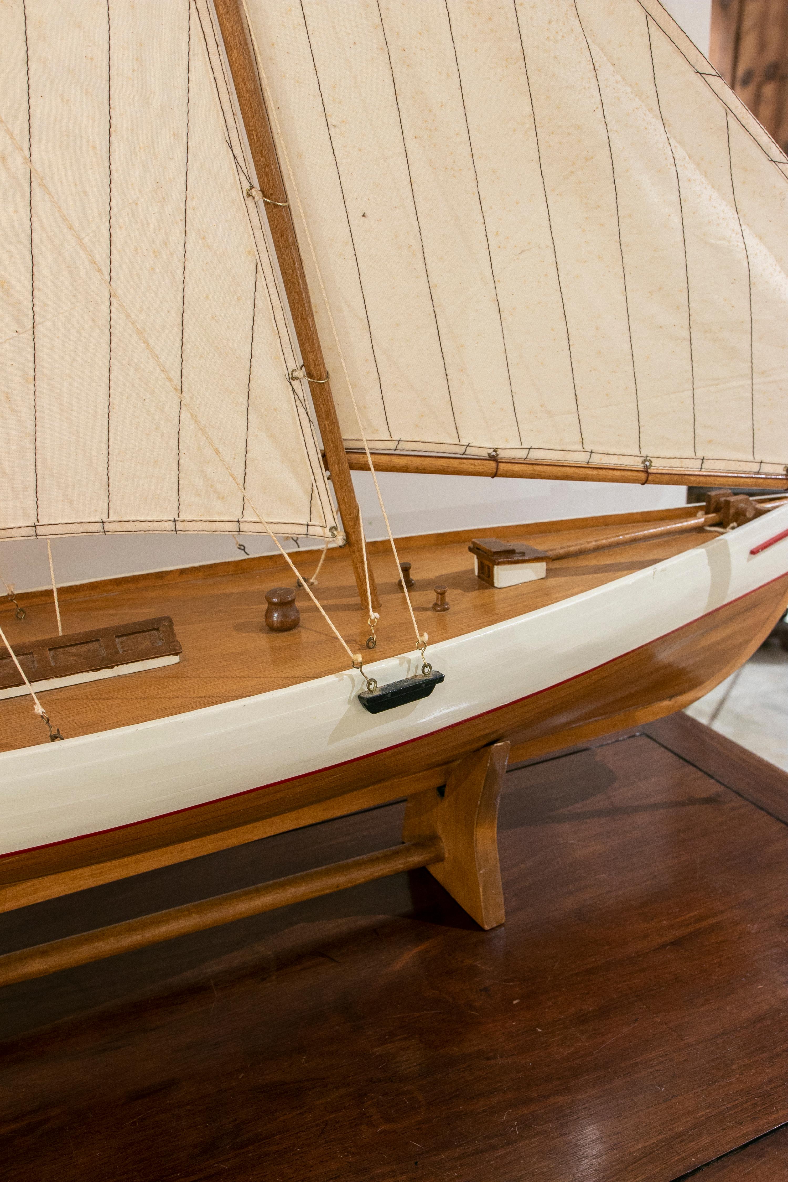 1950s Model of a Wooden Boat with Sails 8