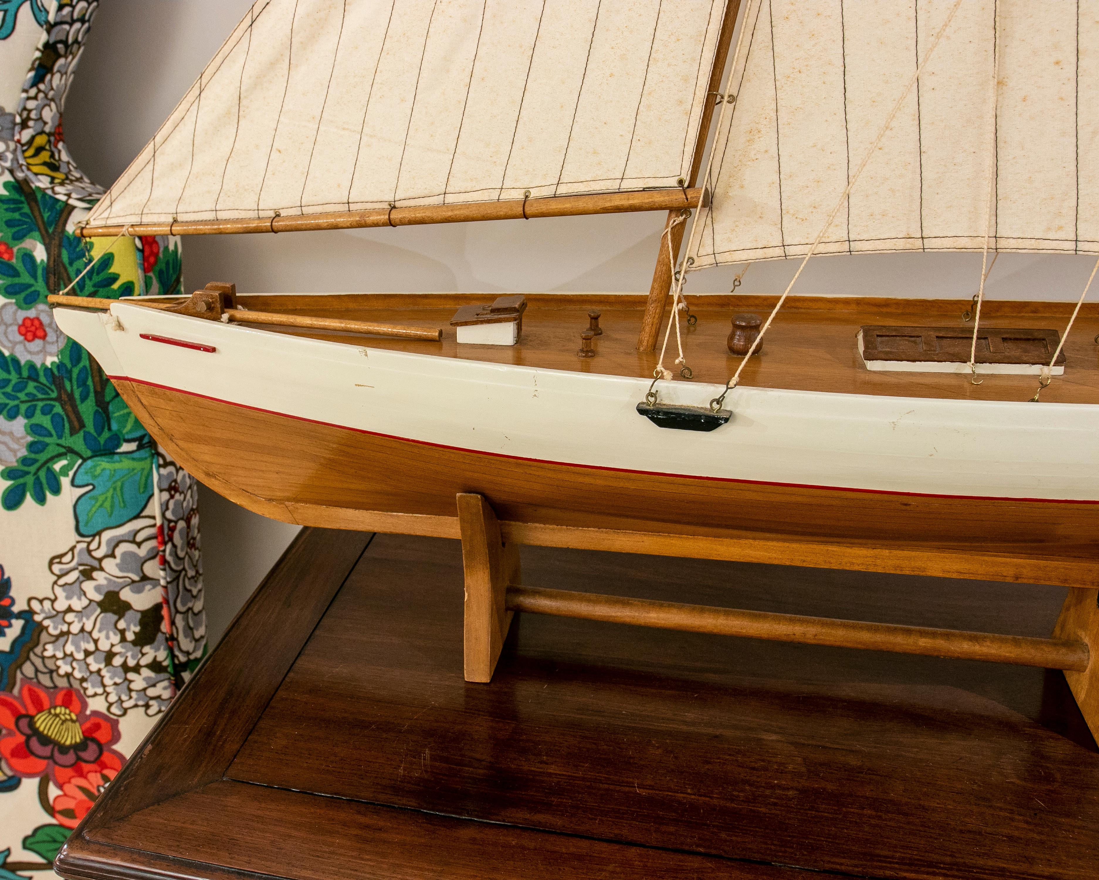 1950s Model of a Wooden Boat with Sails 1