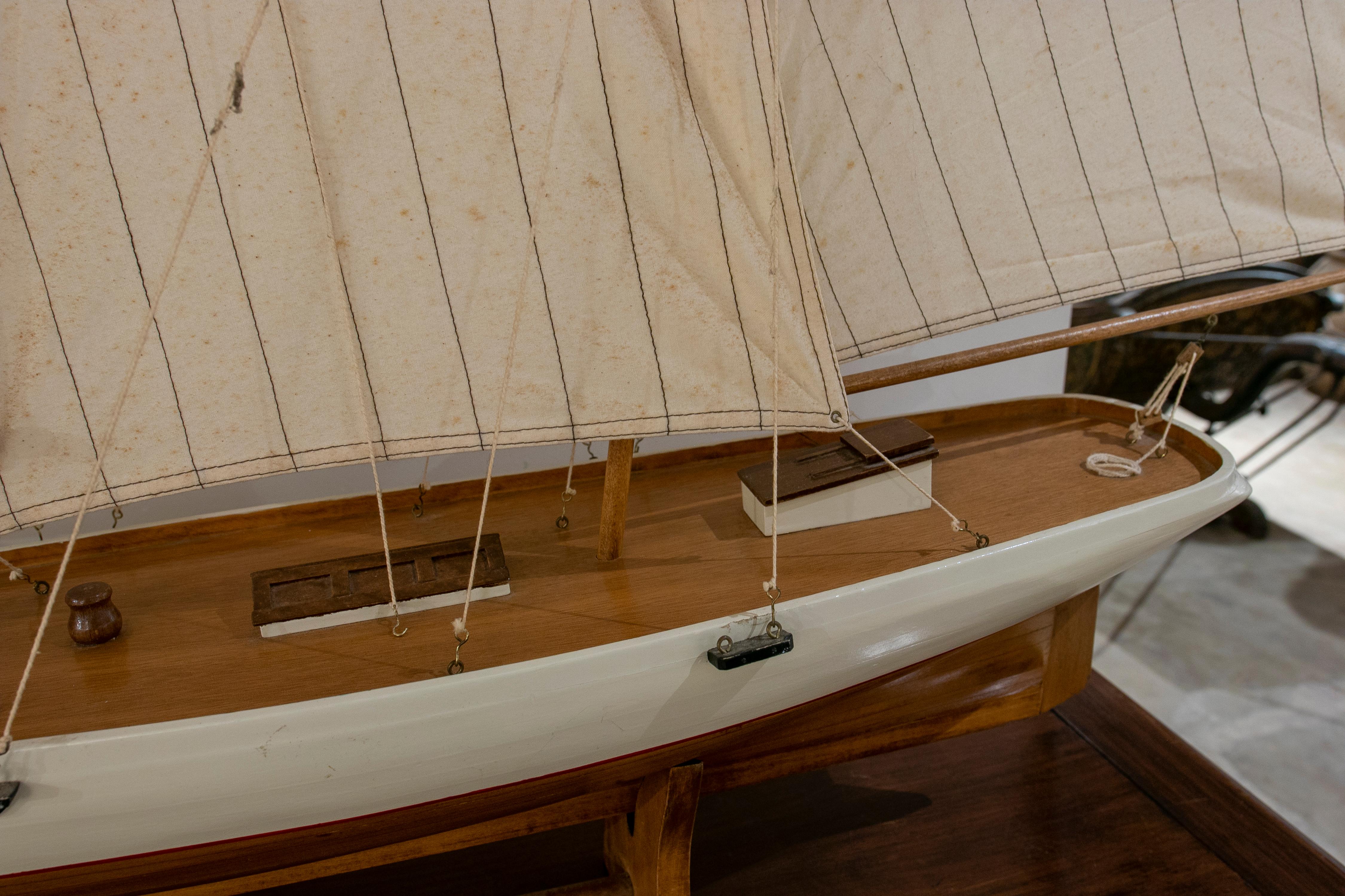 1950s Model of a Wooden Boat with Sails 2