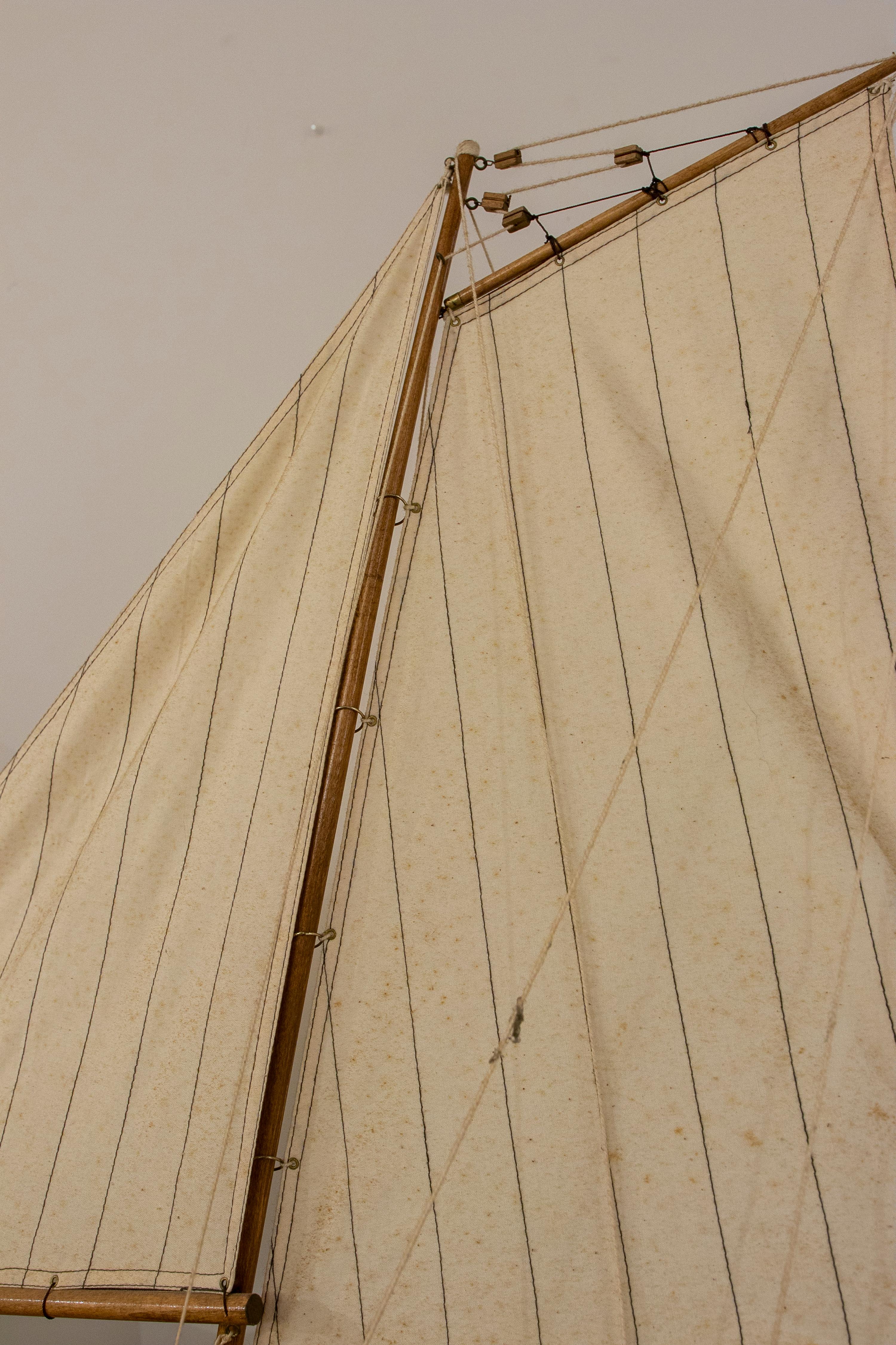 1950s Model of a Wooden Boat with Sails 3