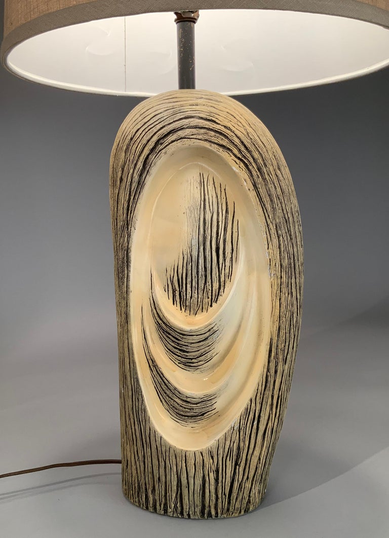 Mid-Century Modern 1950's, Modern Ceramic Faux Bois Lamp For Sale