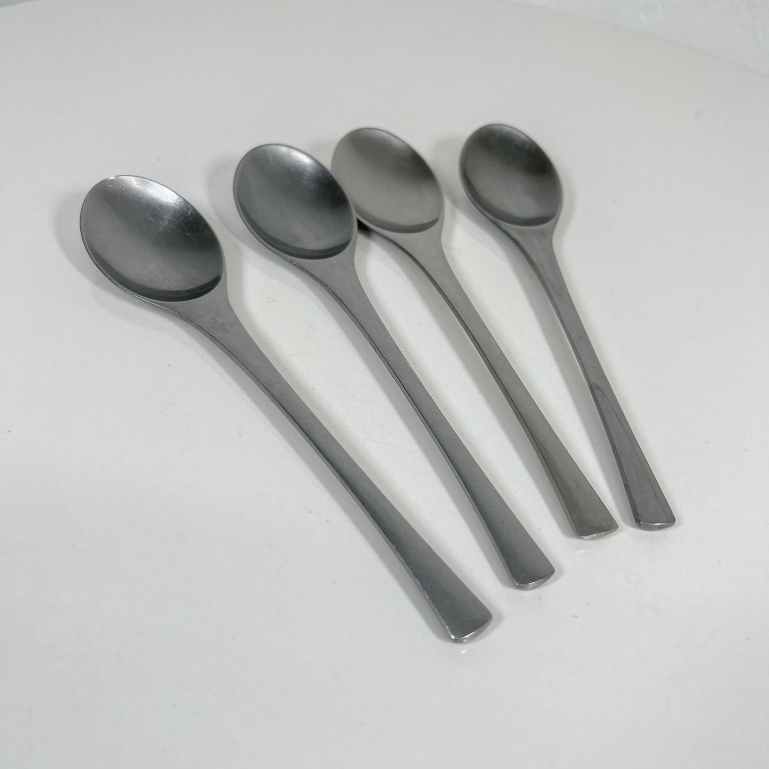 1950s Vintage Danish Modern Dansk IHQ Set of Four Spoons Odin Germany
Designed by Jens Quistgaard Maker stamped
Stainless Steel
7.88 x 1.75 w
Preowned with wear and use present
Original unrestored vintage condition.
See all images provided