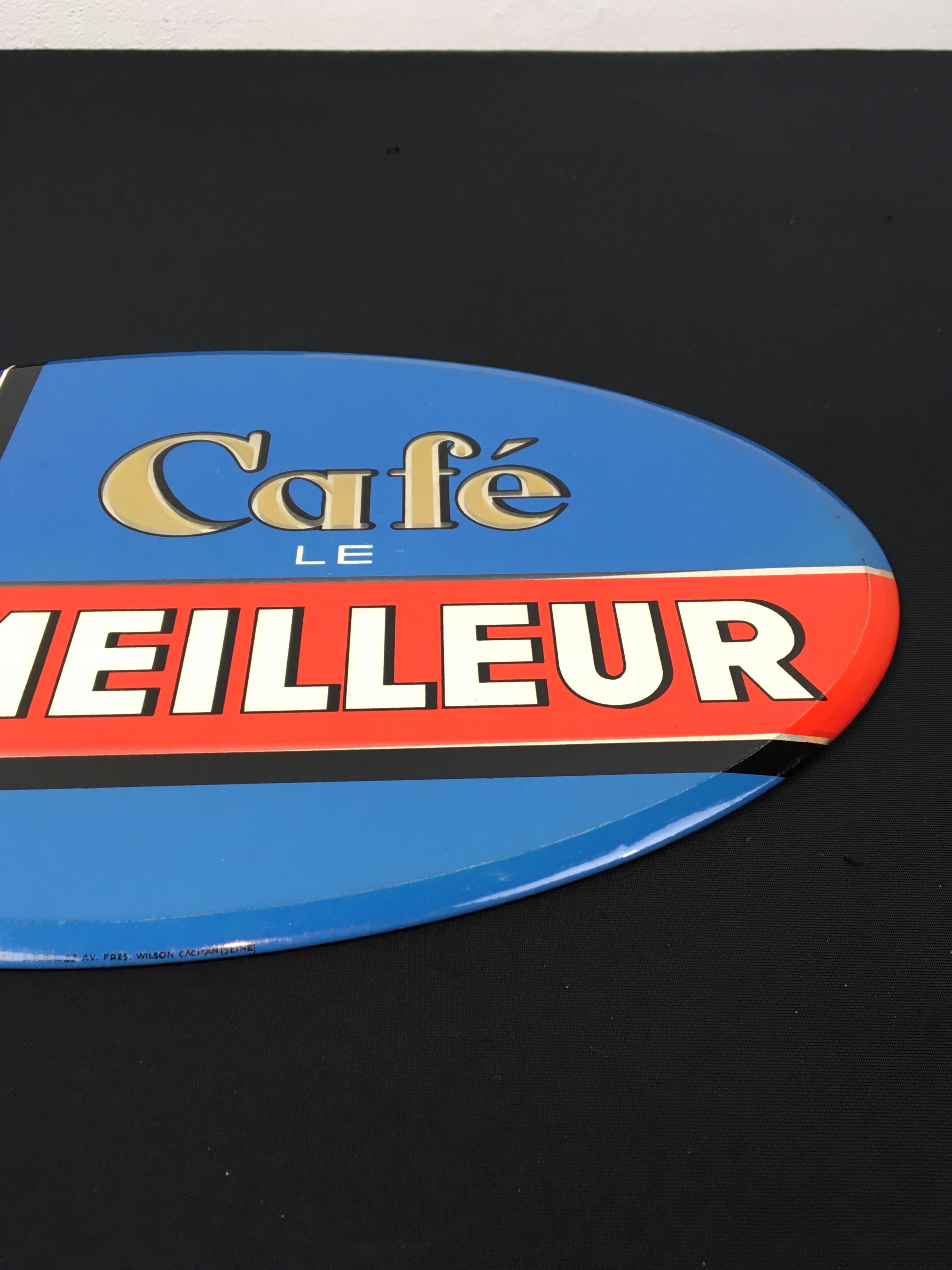 1950s Modern French Wall Sign for Coffee In Good Condition For Sale In Antwerp, BE
