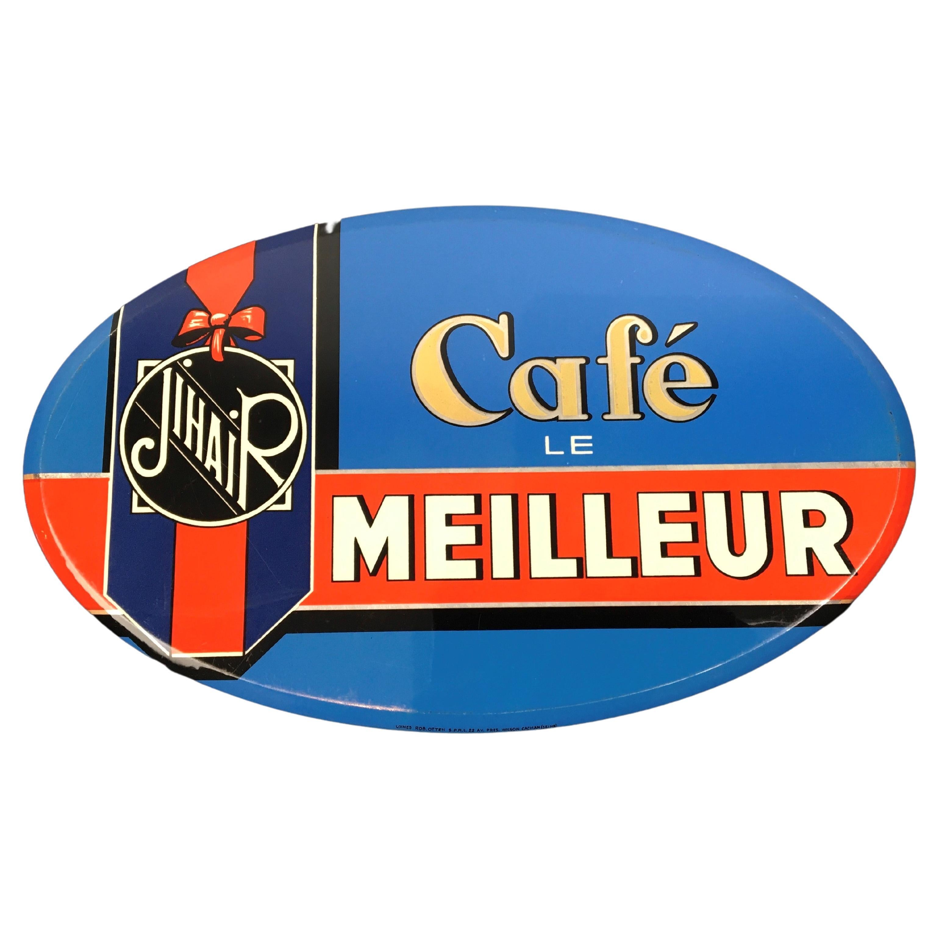 1950s Modern French Wall Sign for Coffee