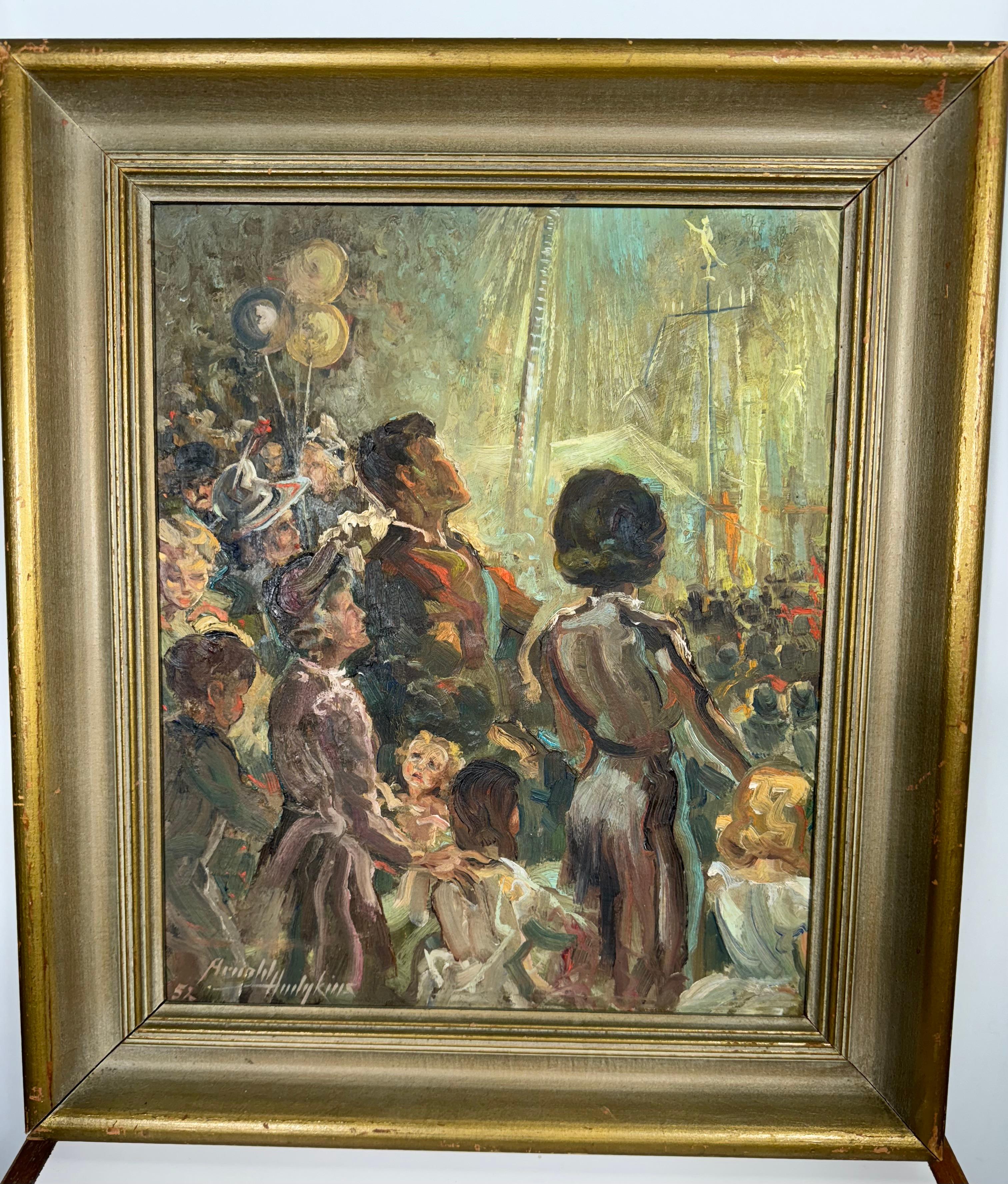 Óleo sobre lienzo impresionista moderno de los años 50 