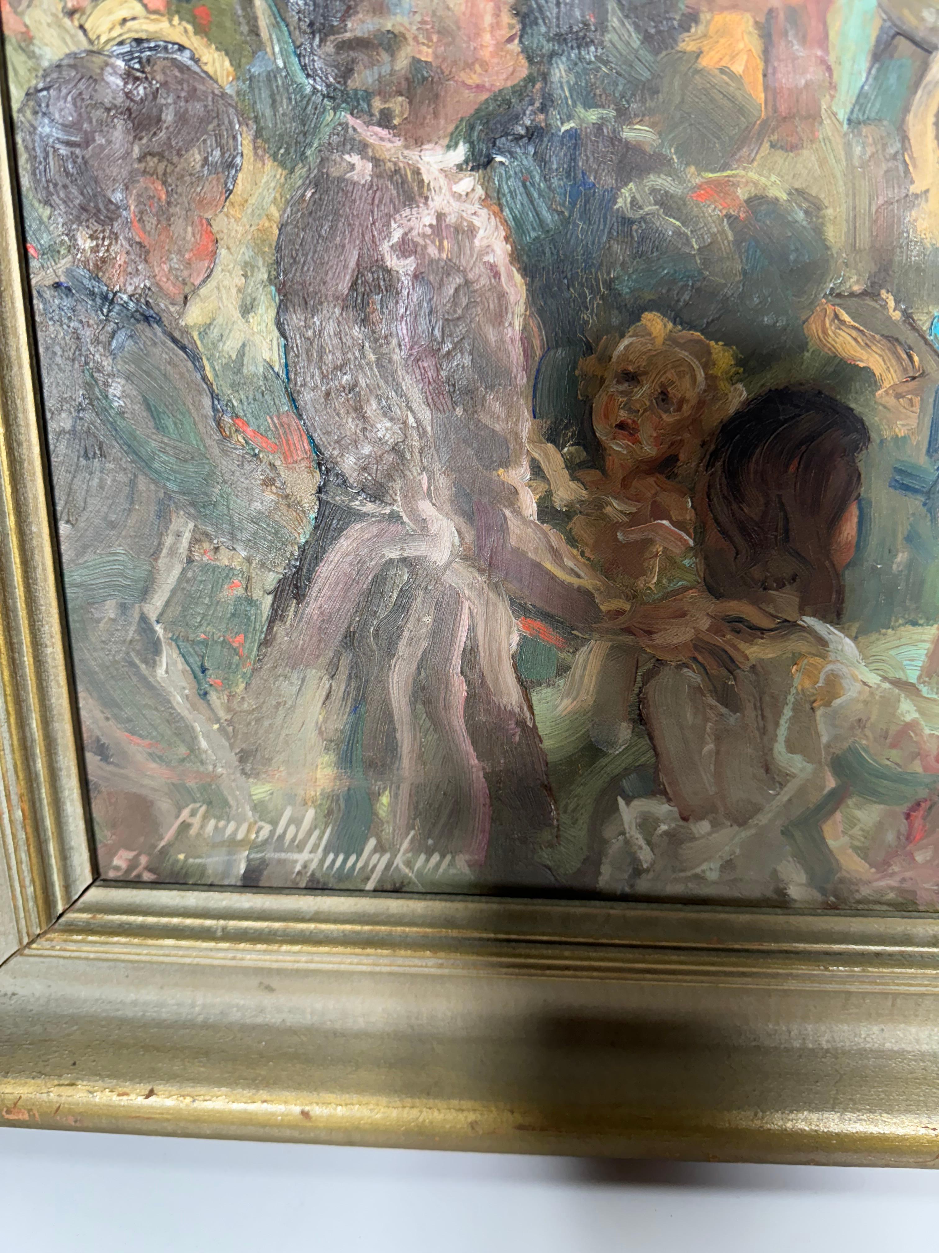 Óleo sobre lienzo impresionista moderno de los años 50 