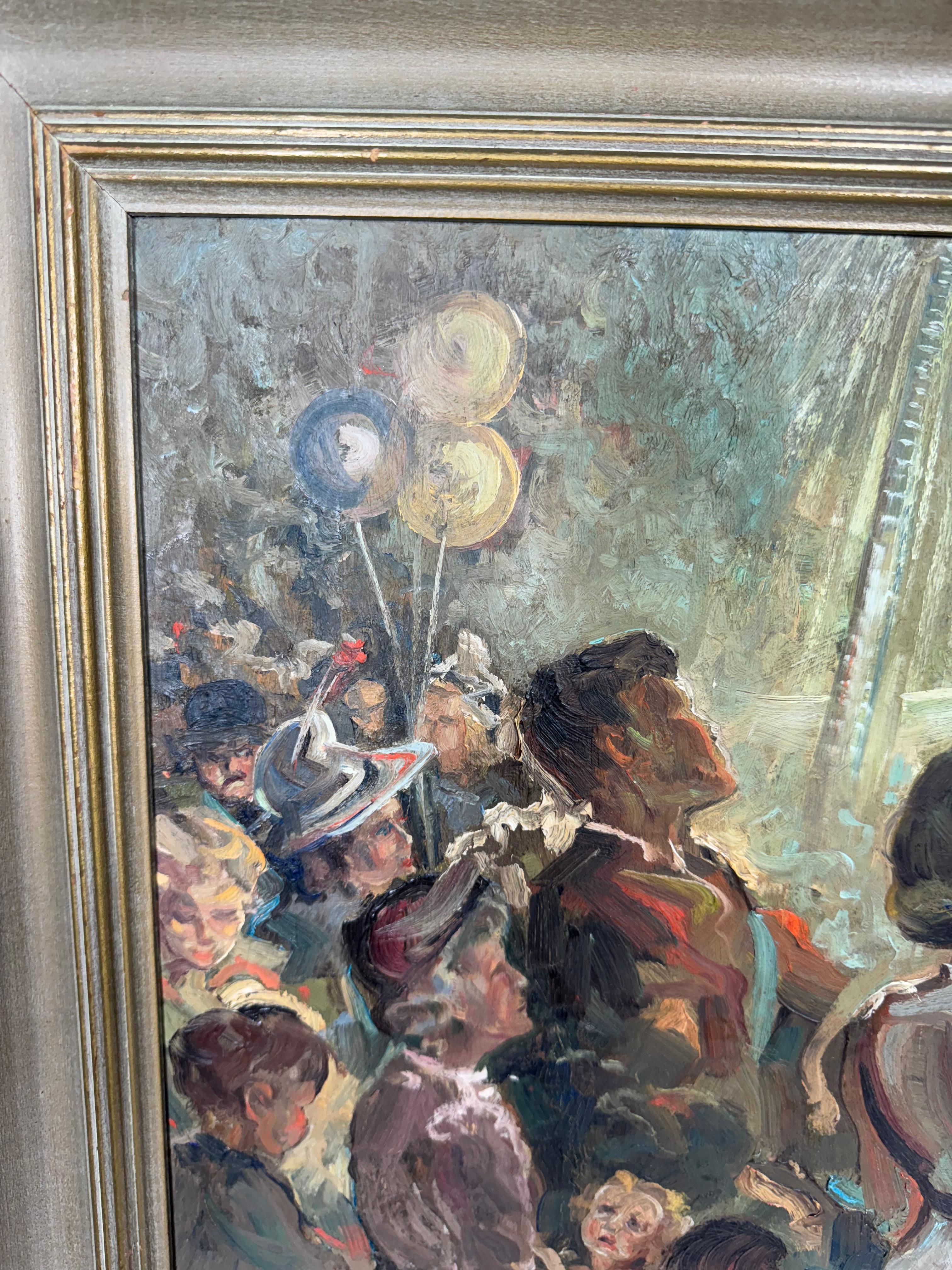 Óleo sobre lienzo impresionista moderno de los años 50 
