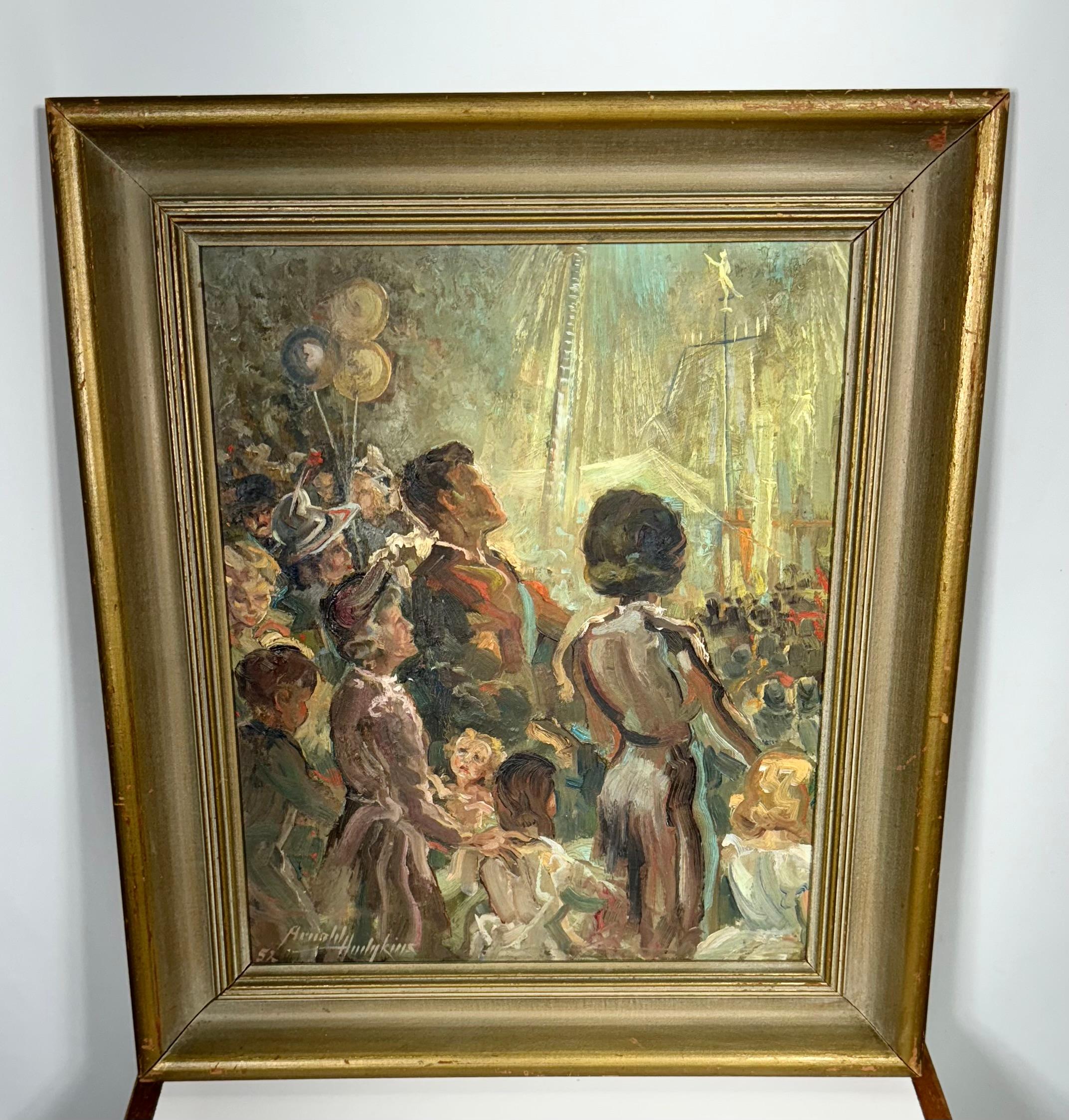 Óleo sobre lienzo impresionista moderno de los años 50 