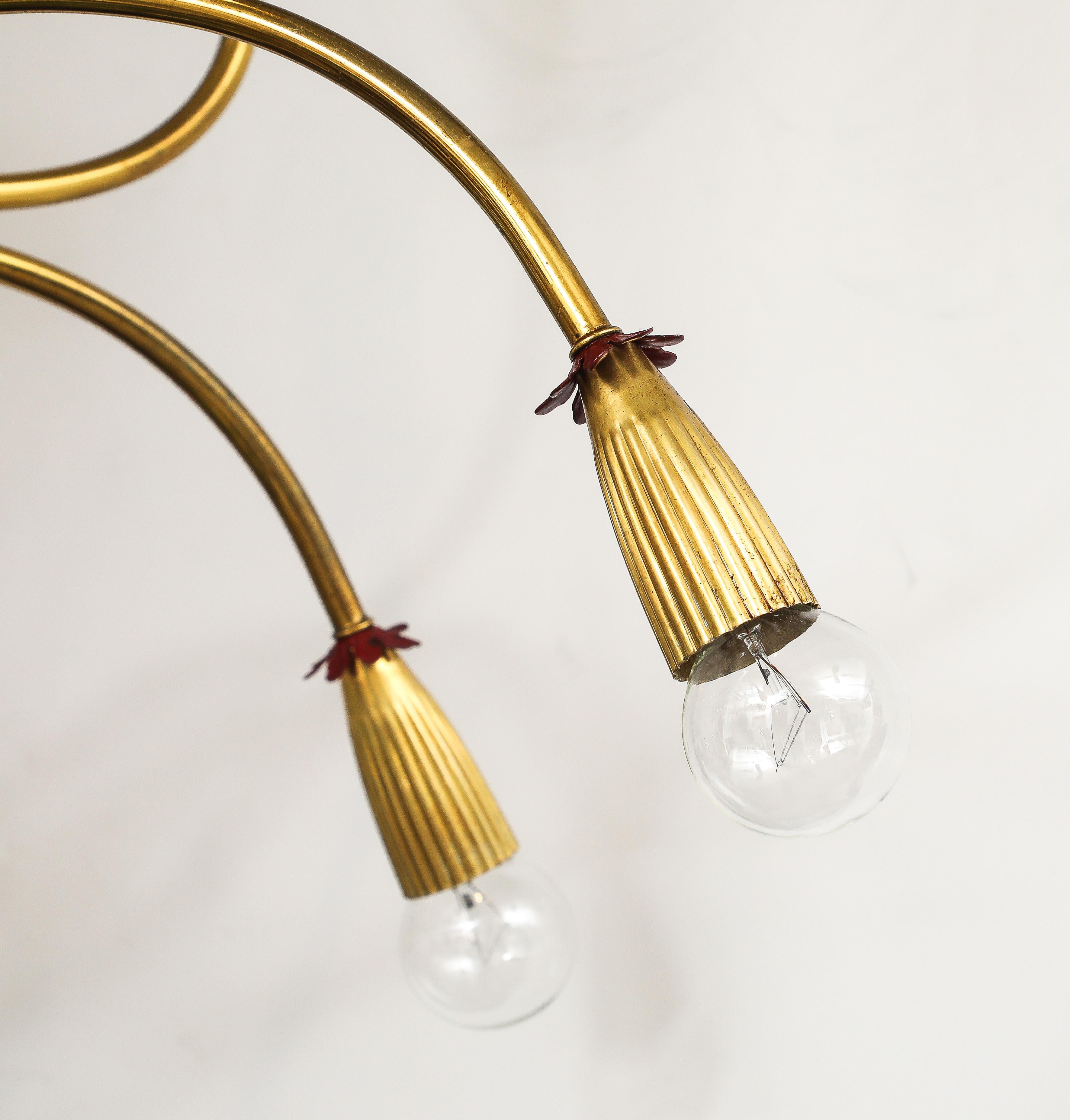 1950's Modern Large 18 Arm Brass Italian Chandelier By Lumi im Angebot 4