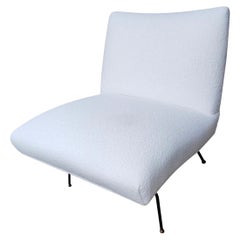 Used 1950s Modern Masters Lounge Chair Newly Reupholstered in White Boucle Fabric