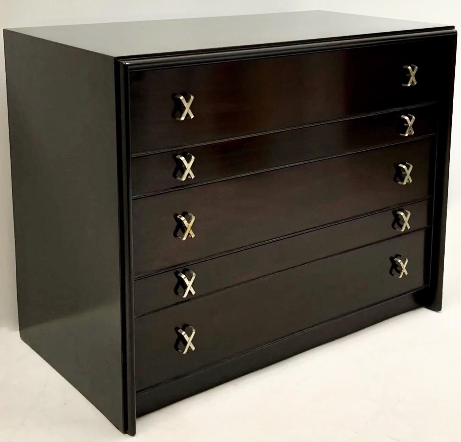 20th Century 1950s Modern Paul Frankl for John Stuart Ebonized Walnut Chest For Sale