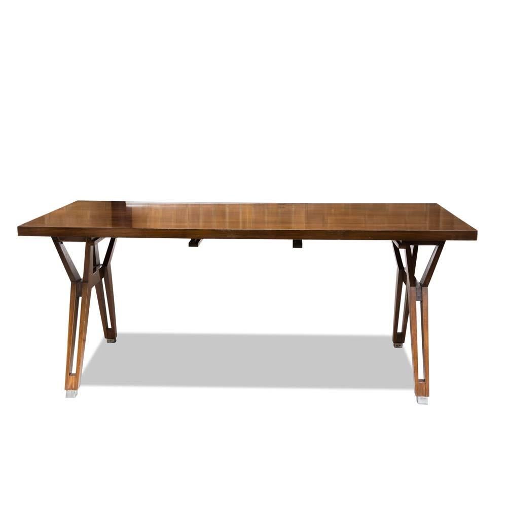 Hardwood 1950s Modern Presidential Desk Dark Polished Wood Design by Ico Parisi for Mim