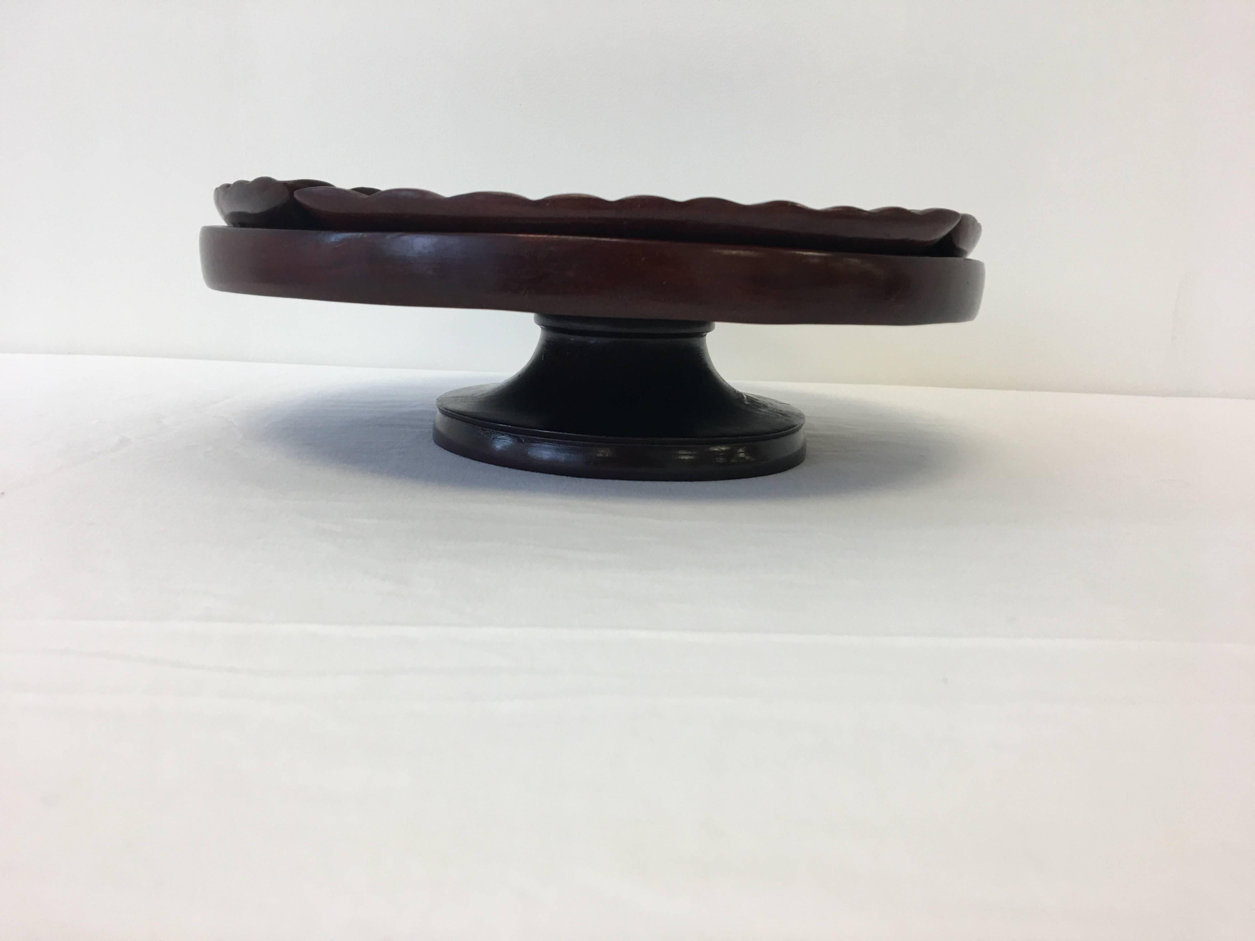 Mid-Century Modern 1950s Modern Rosewood Five-Piece Pedestal Serving Tray For Sale