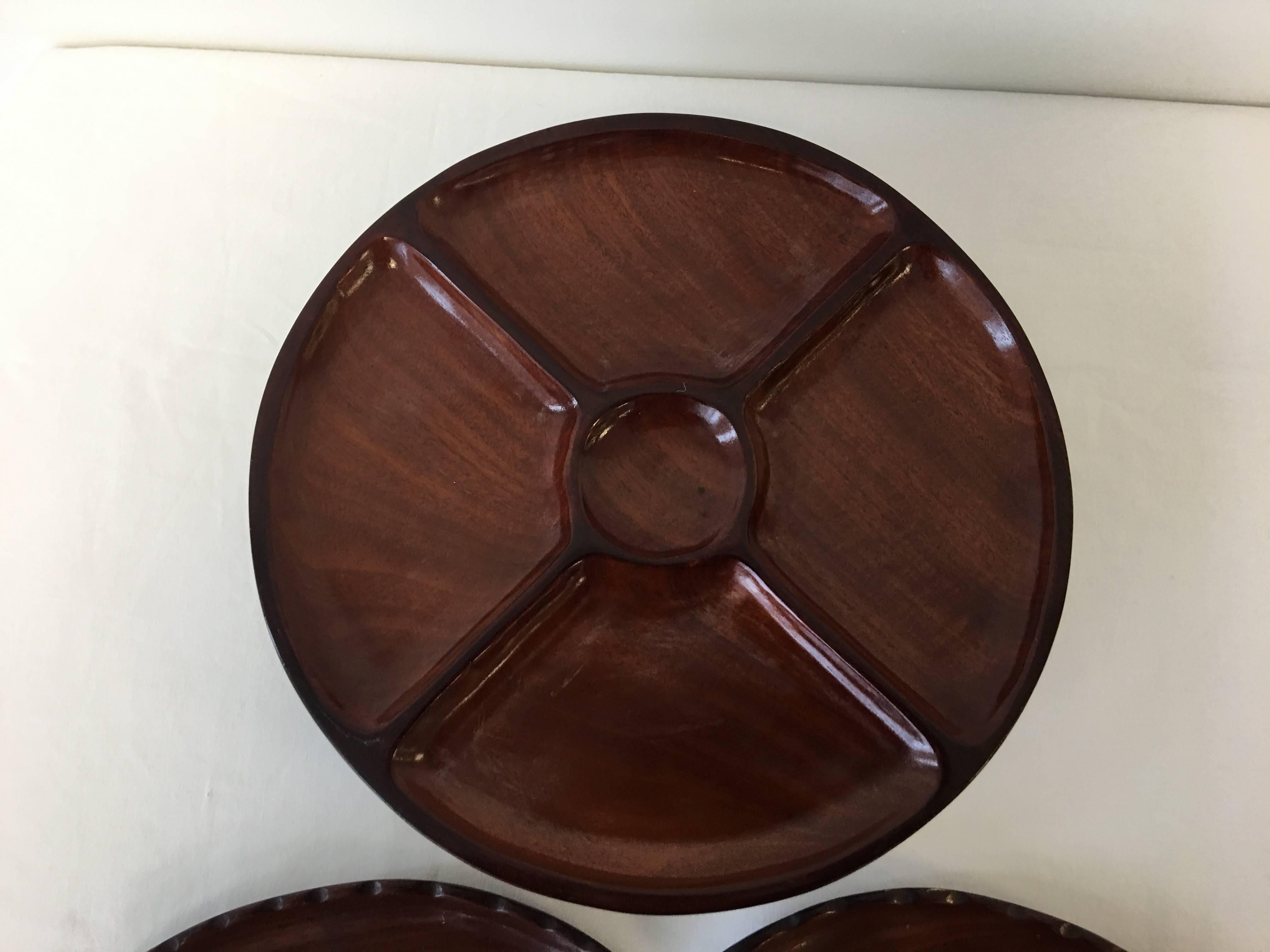 20th Century 1950s Modern Rosewood Five-Piece Pedestal Serving Tray For Sale