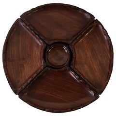 Vintage 1950s Modern Rosewood Five-Piece Pedestal Serving Tray