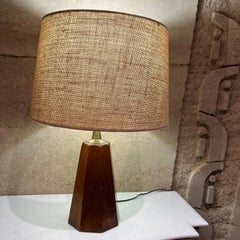 Mid-Century Mahogany Brass Table Lamps by Angelita Mexican Modernism