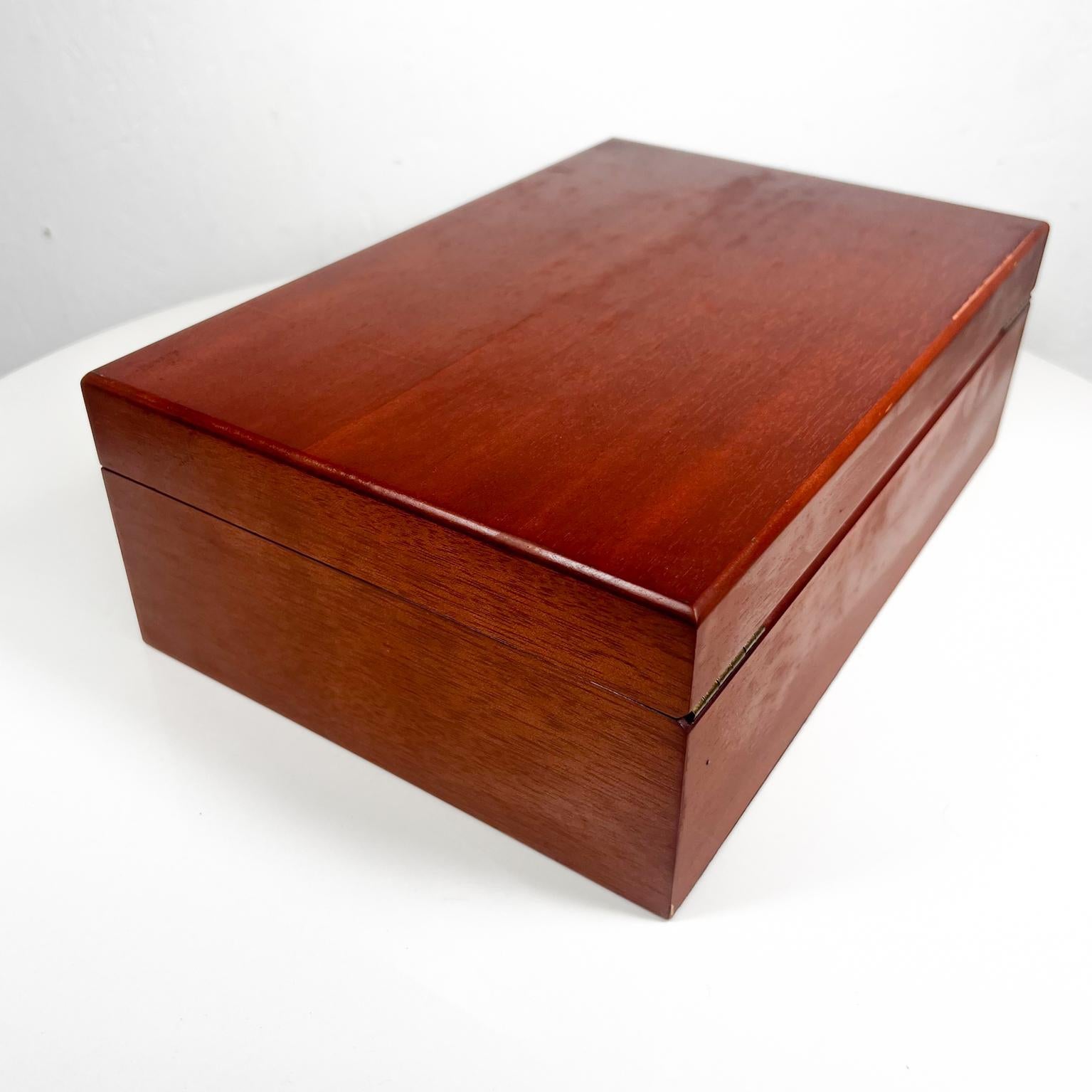 1950s Modern Wood Jewelry Box Felt Sectioned Interior Compartments 4