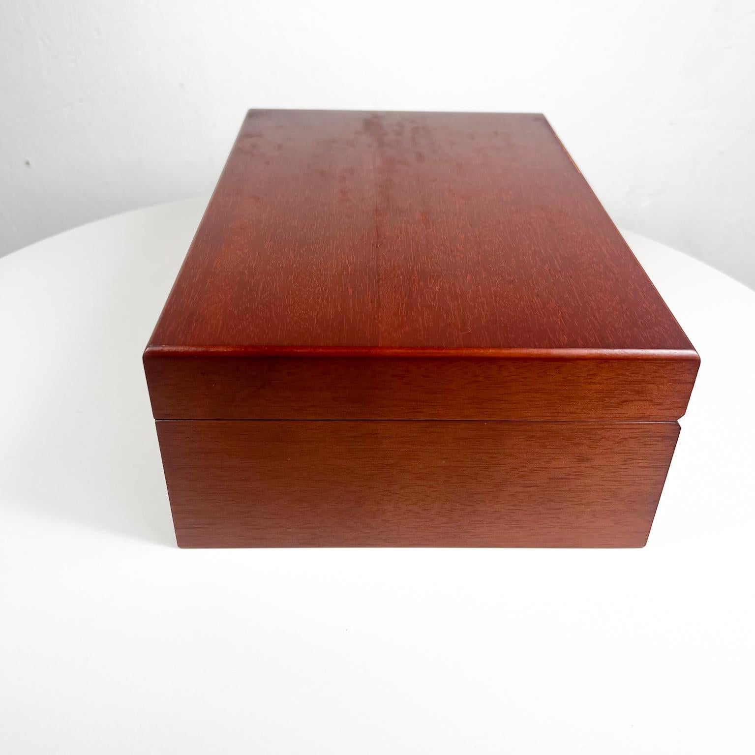 1950s Modern Wood Jewelry Box Felt Sectioned Interior Compartments 5