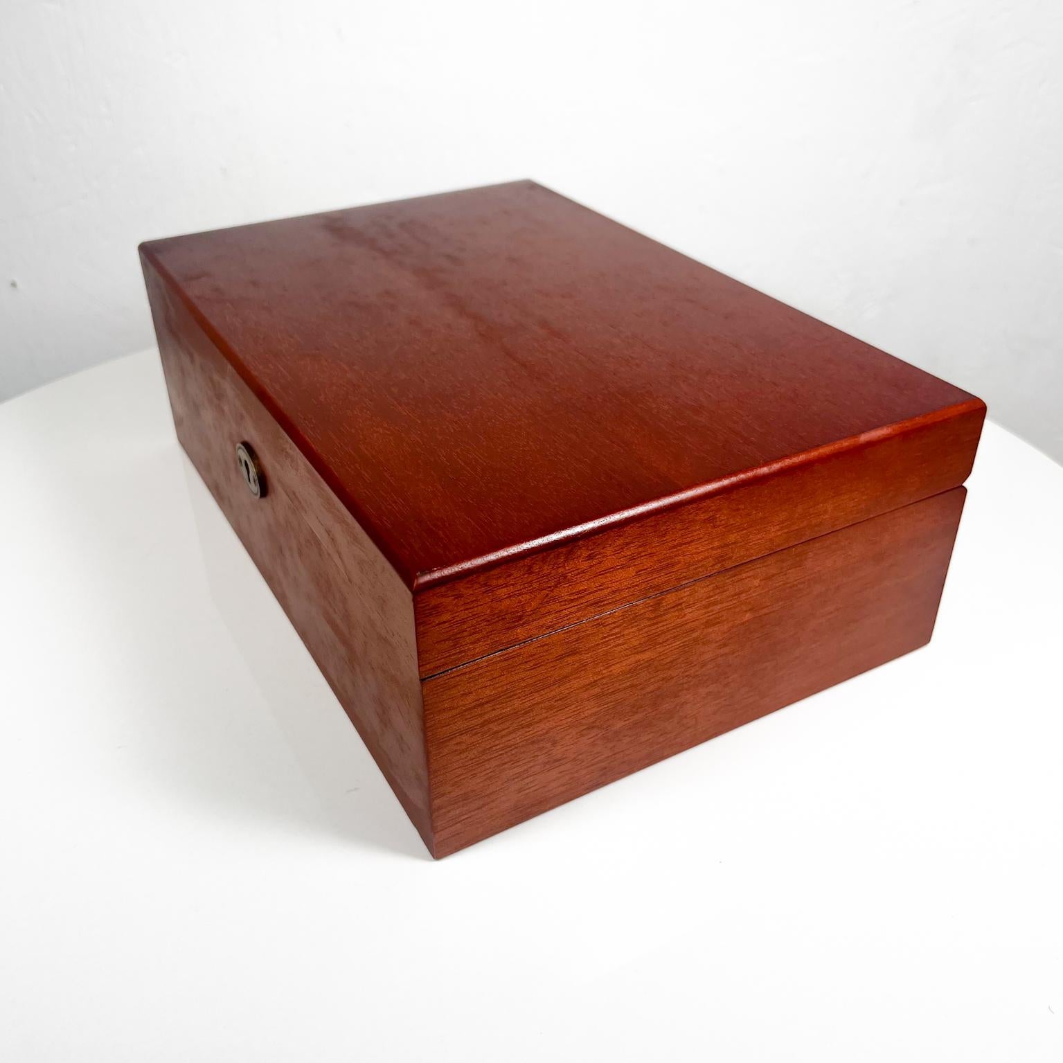 1950s Modern Wood Jewelry Box Felt Sectioned Interior Compartments 6
