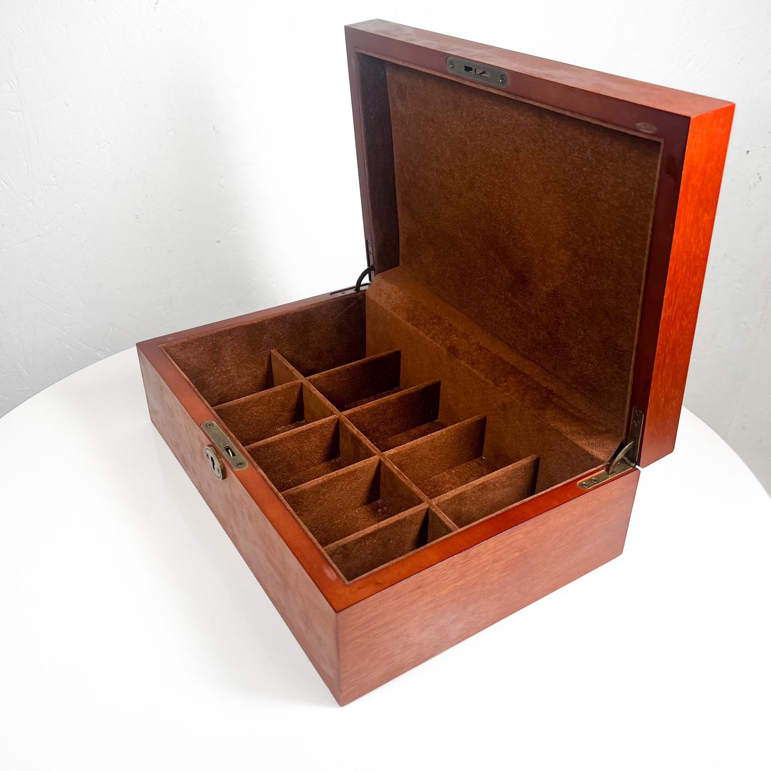 1950s Modern Wood Jewelry Box Felt Sectioned Interior Compartments 7