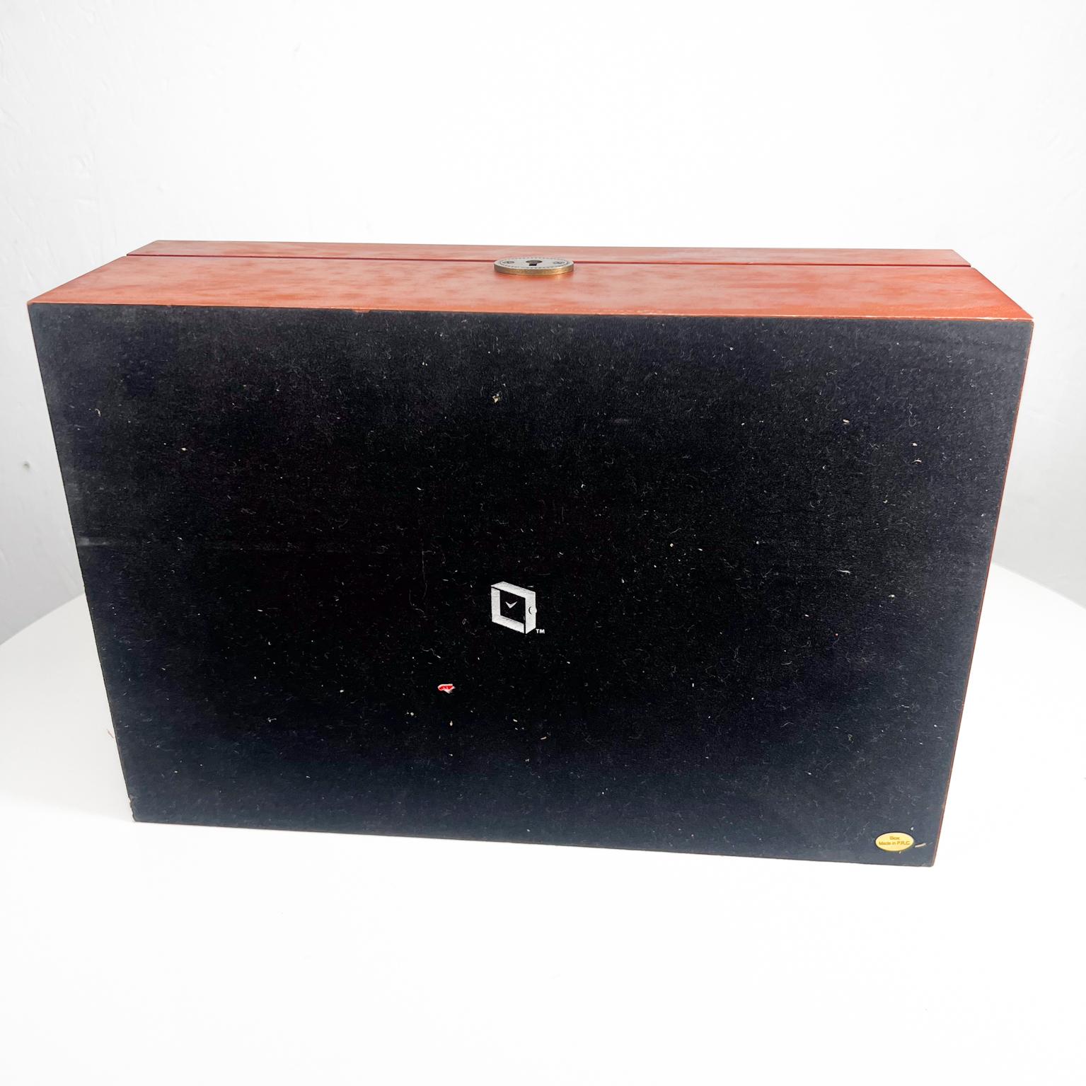 1950s Modern Wood Jewelry Box Felt Sectioned Interior Compartments 9