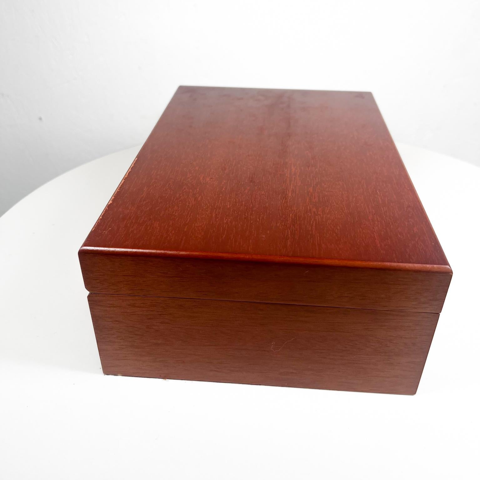 20th Century 1950s Modern Wood Jewelry Box Felt Sectioned Interior Compartments