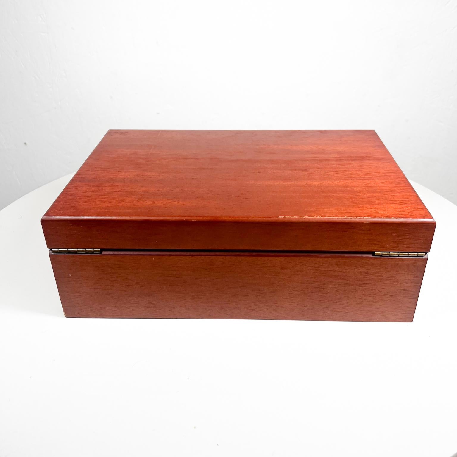 1950s Modern Wood Jewelry Box Felt Sectioned Interior Compartments 2