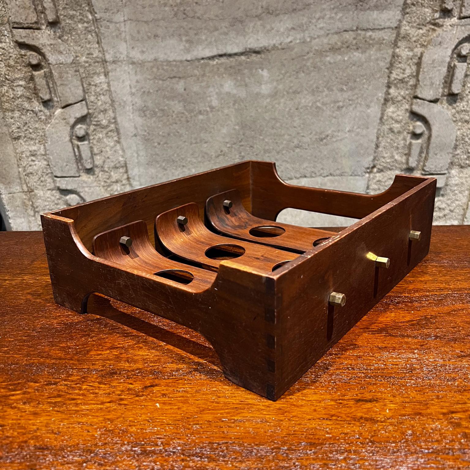 Mid-Century Modern 1950s Wood Cup Holder Drink Caddy Style Nakashima For Sale