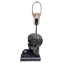 1950s Modernism African Head Table Lamp in Gesso