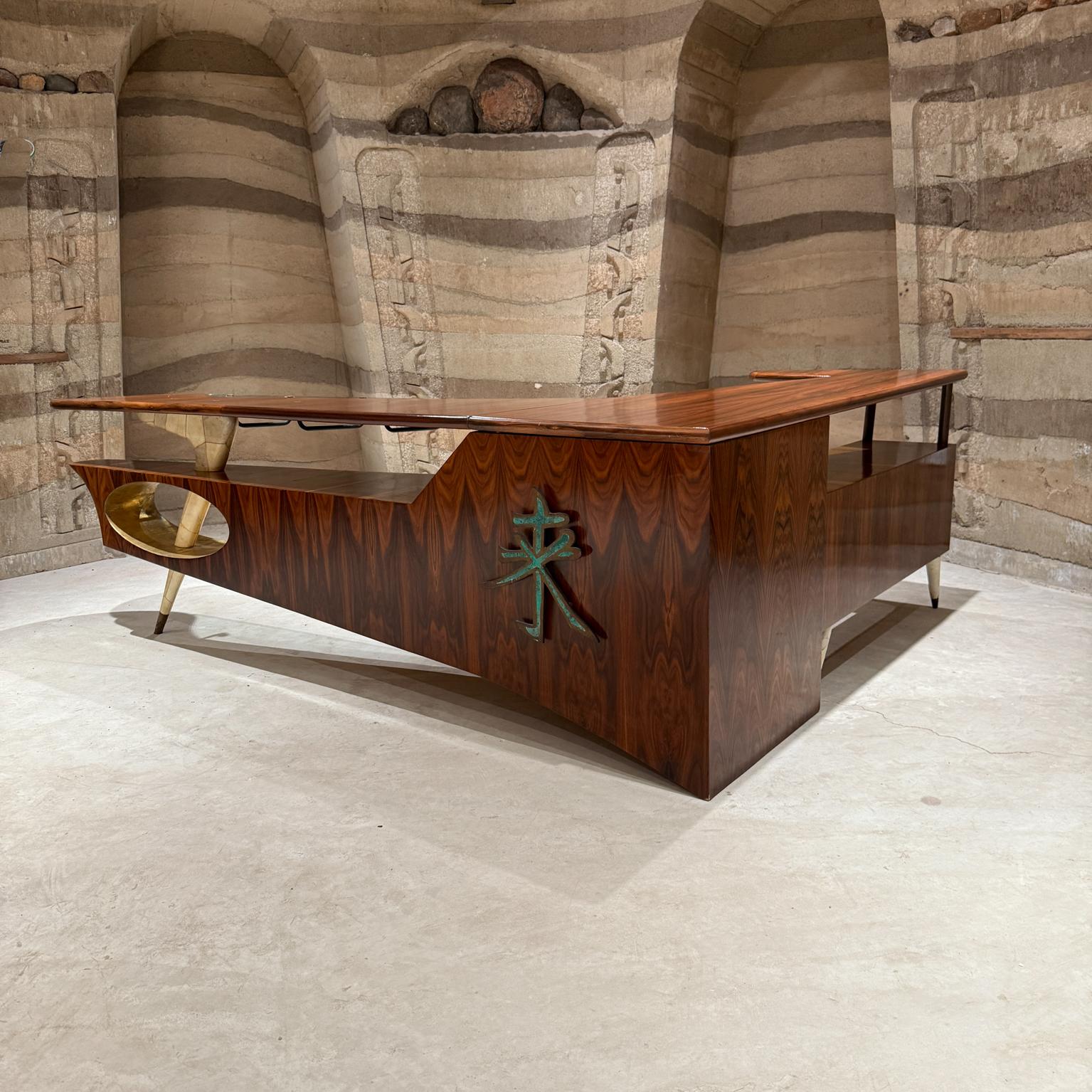 Mid-Century Modern Modernism Frank Kyle & Pepe Mendoza Luxurious Desk Dry Bar Mexico 1950s For Sale