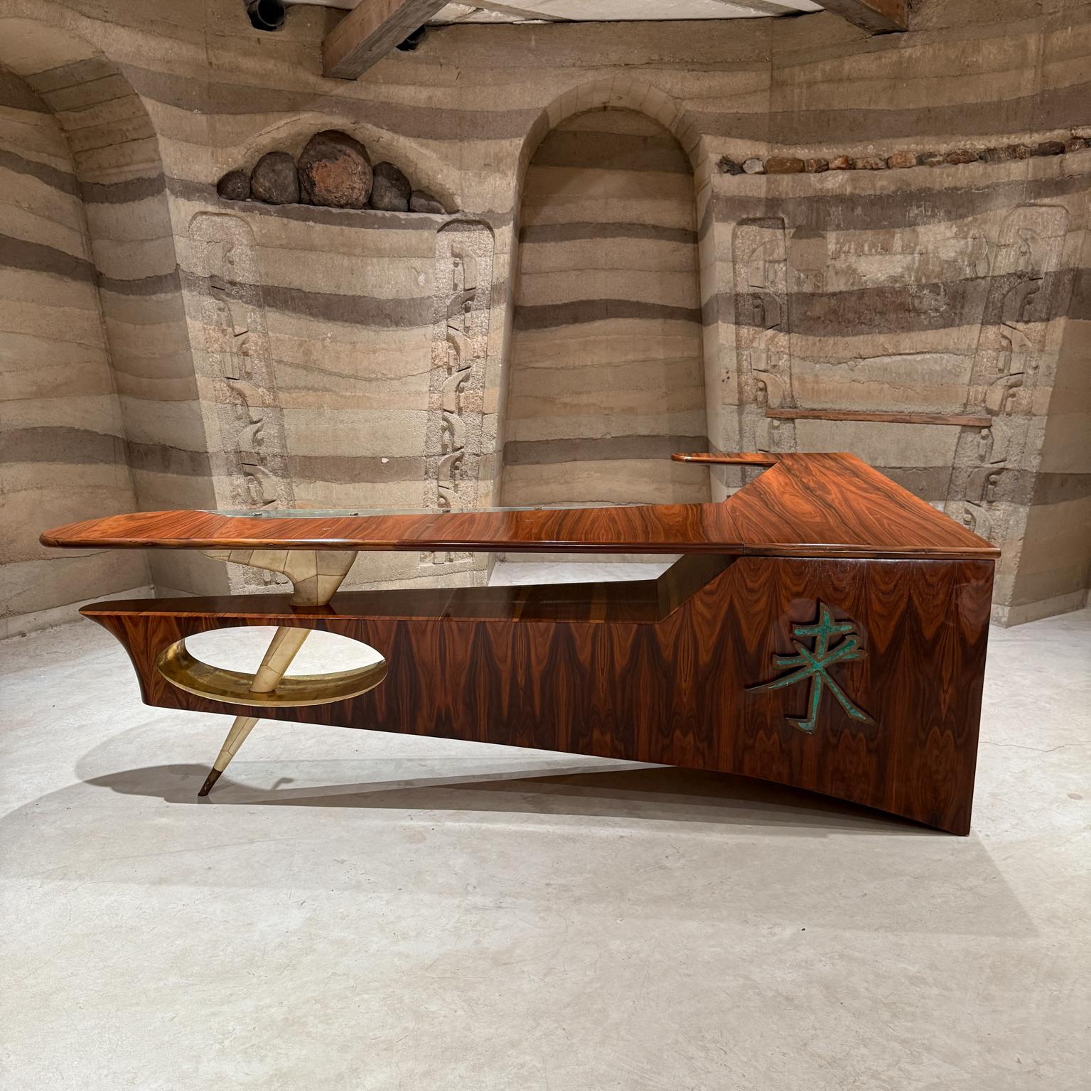 Mexican Modernism Frank Kyle & Pepe Mendoza Luxurious Desk Dry Bar Mexico 1950s For Sale