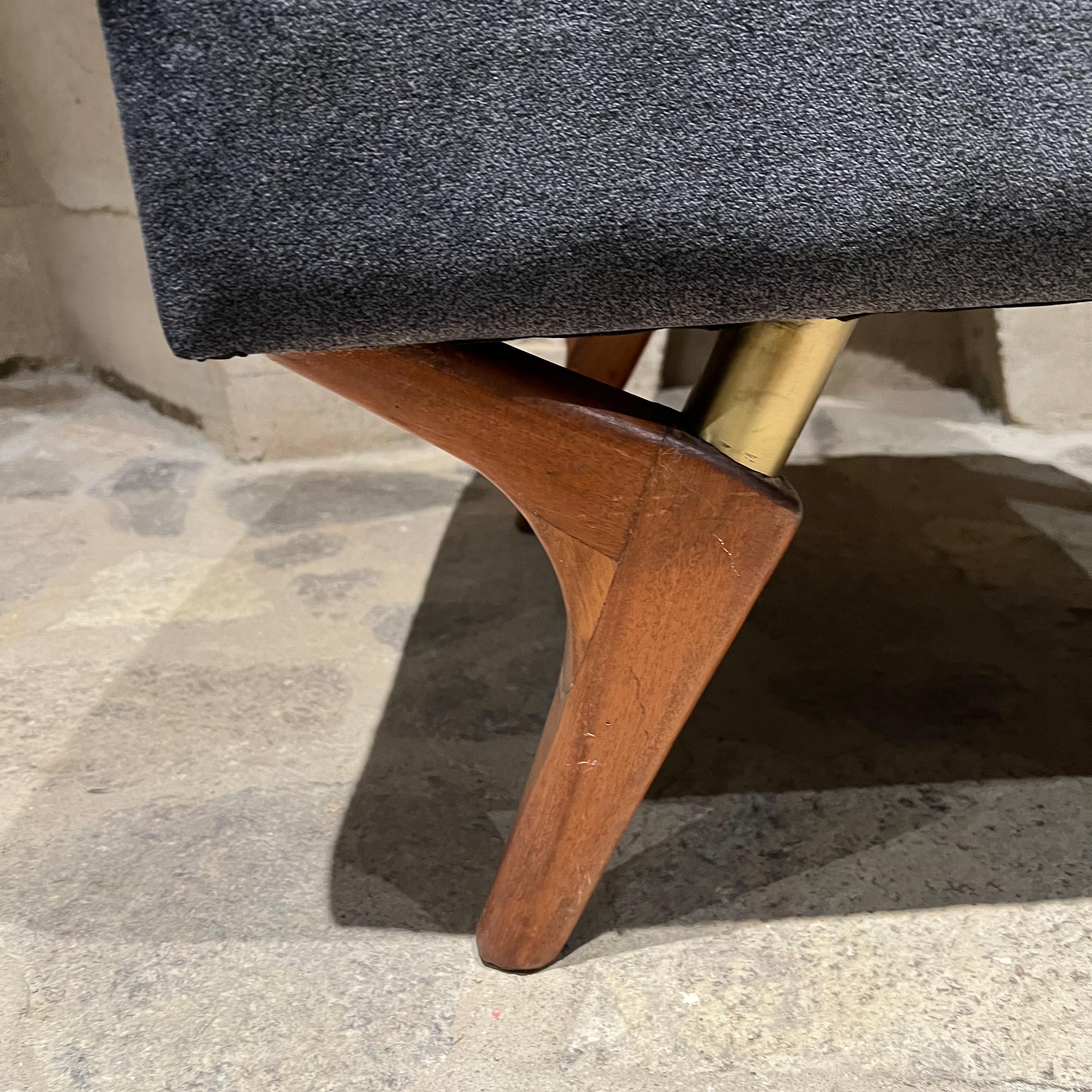 Fabric 1950s Modernism Gray Slipper Chair Cedar Wood Style of Clara Porset Mexico For Sale