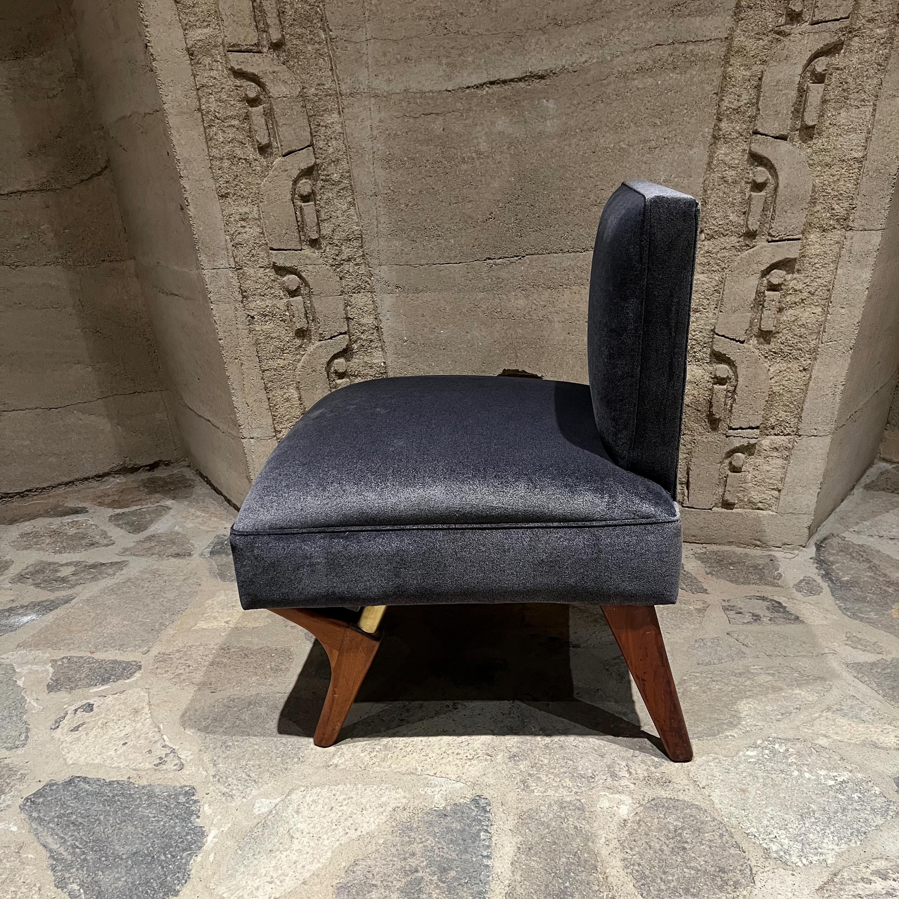 1950s Modernism Gray Slipper Chair Cedar Wood Style of Clara Porset Mexico For Sale 2