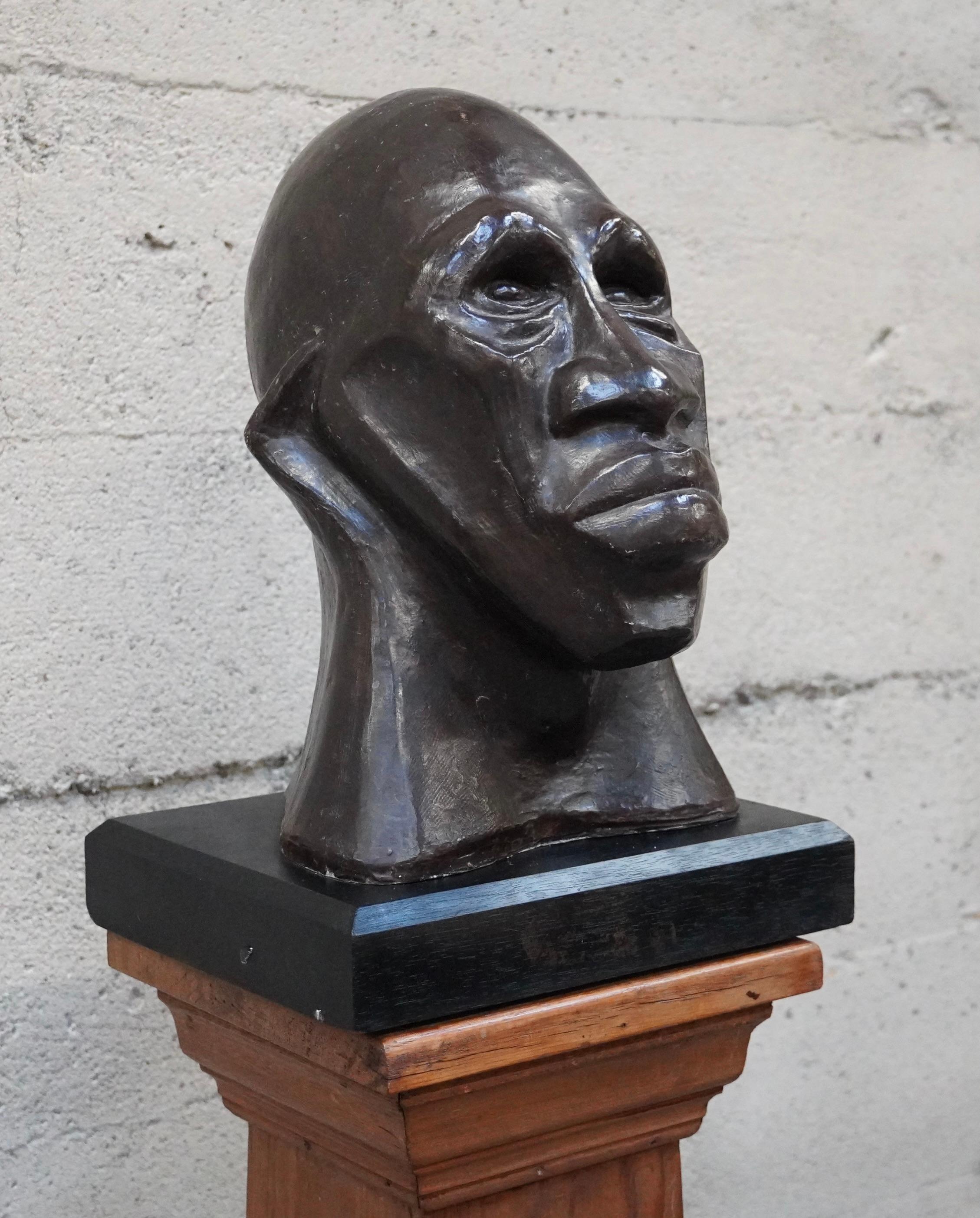 1950s Modernist Abstract Bust of an African American In Good Condition For Sale In Oakland, CA