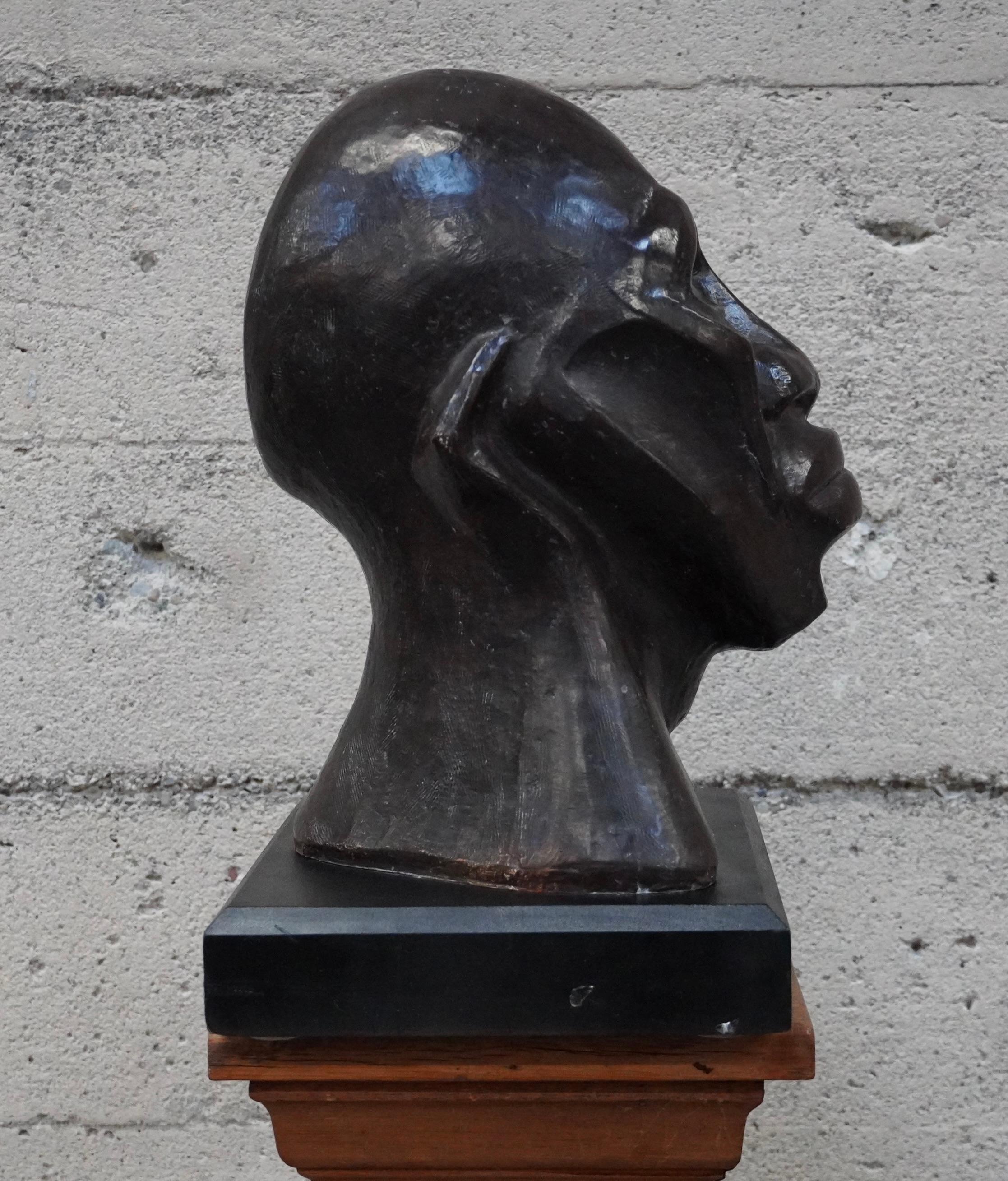 Mid-20th Century 1950s Modernist Abstract Bust of an African American For Sale