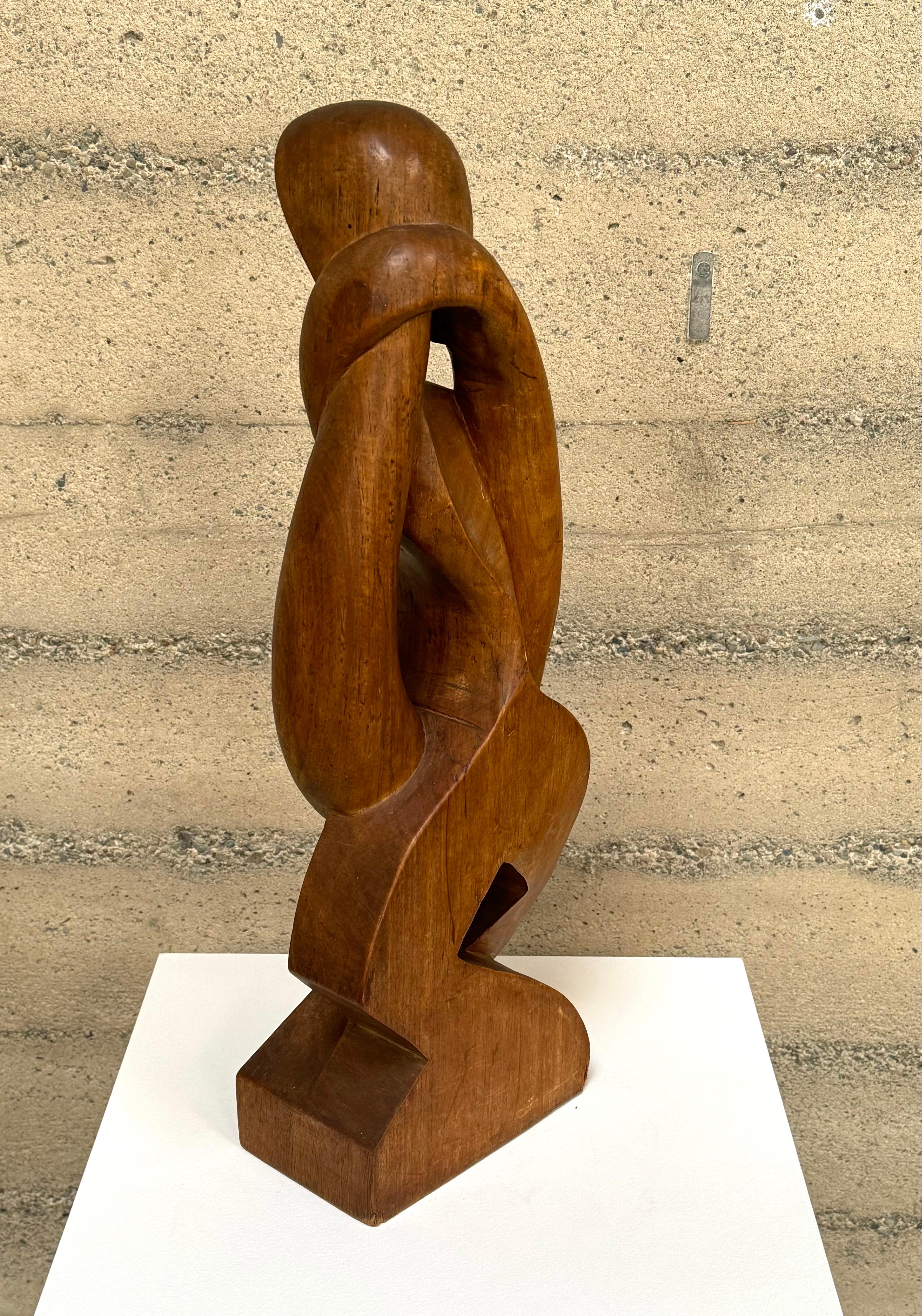 American 1950s Modernist Abstract Wooden Figurative Sculpture For Sale