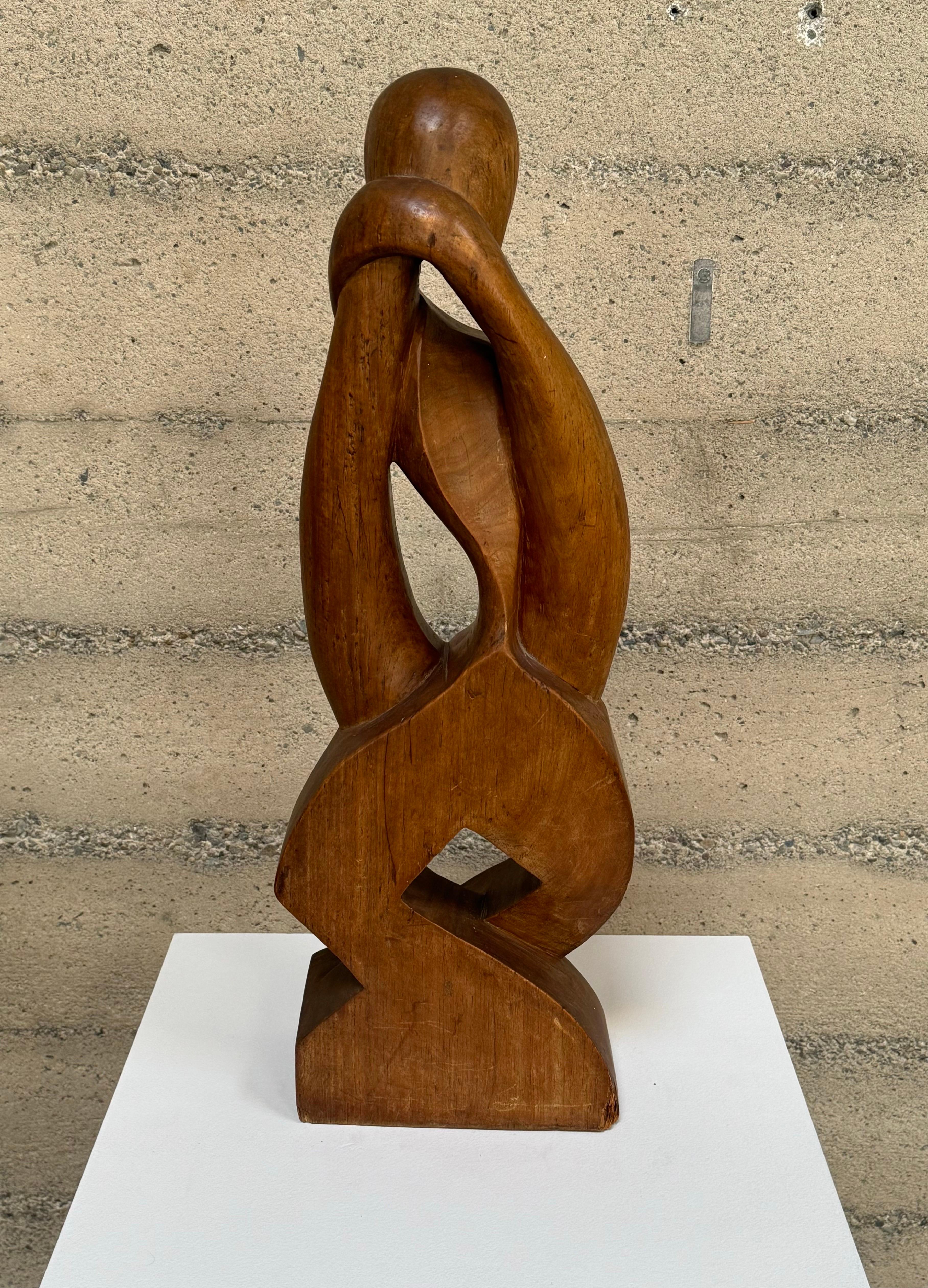 1950s Modernist Abstract Wooden Figurative Sculpture In Good Condition For Sale In Oakland, CA